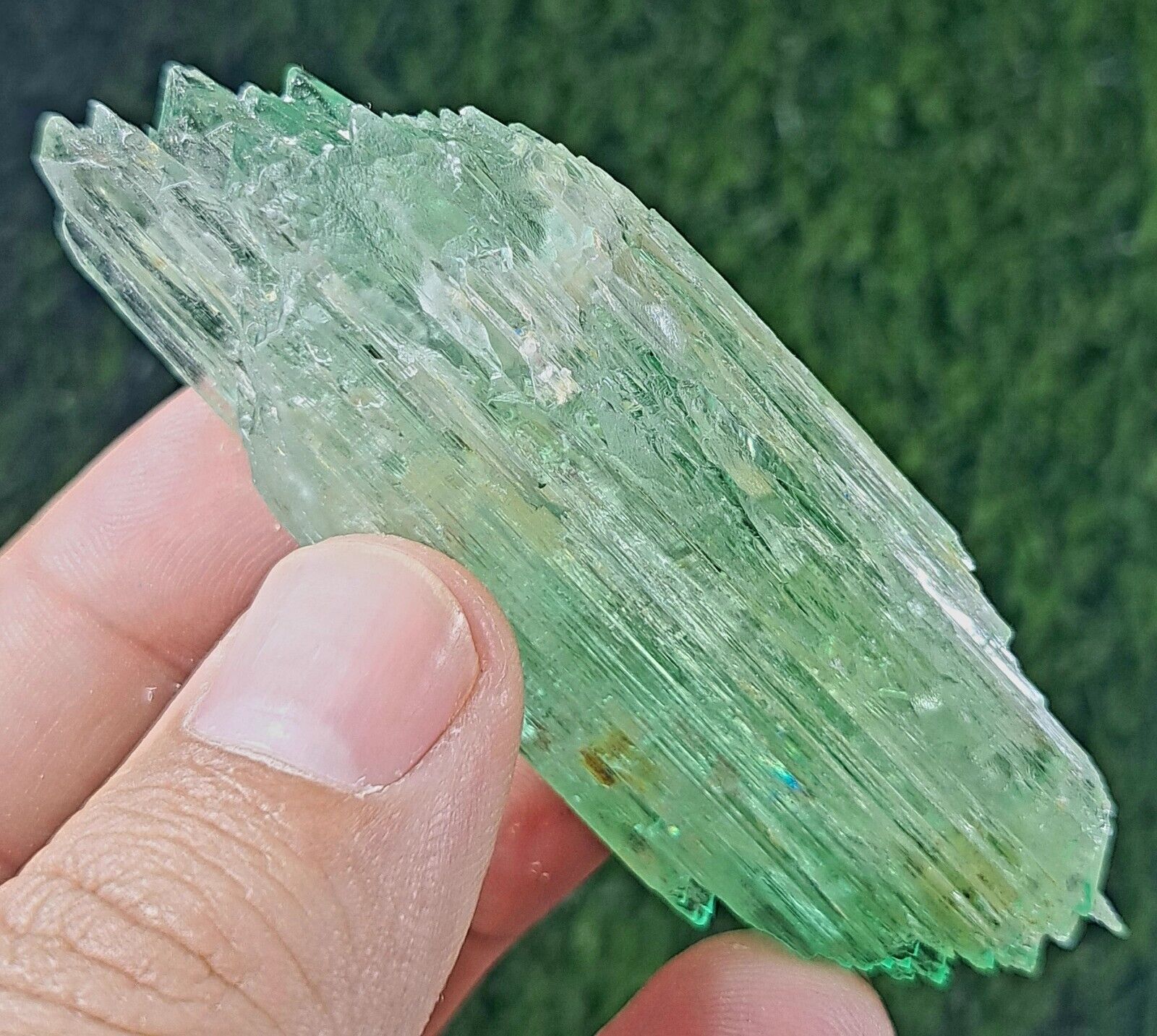 344carats A beautiful piece of lustrous green kunzite crystals from AFGHANISTAN