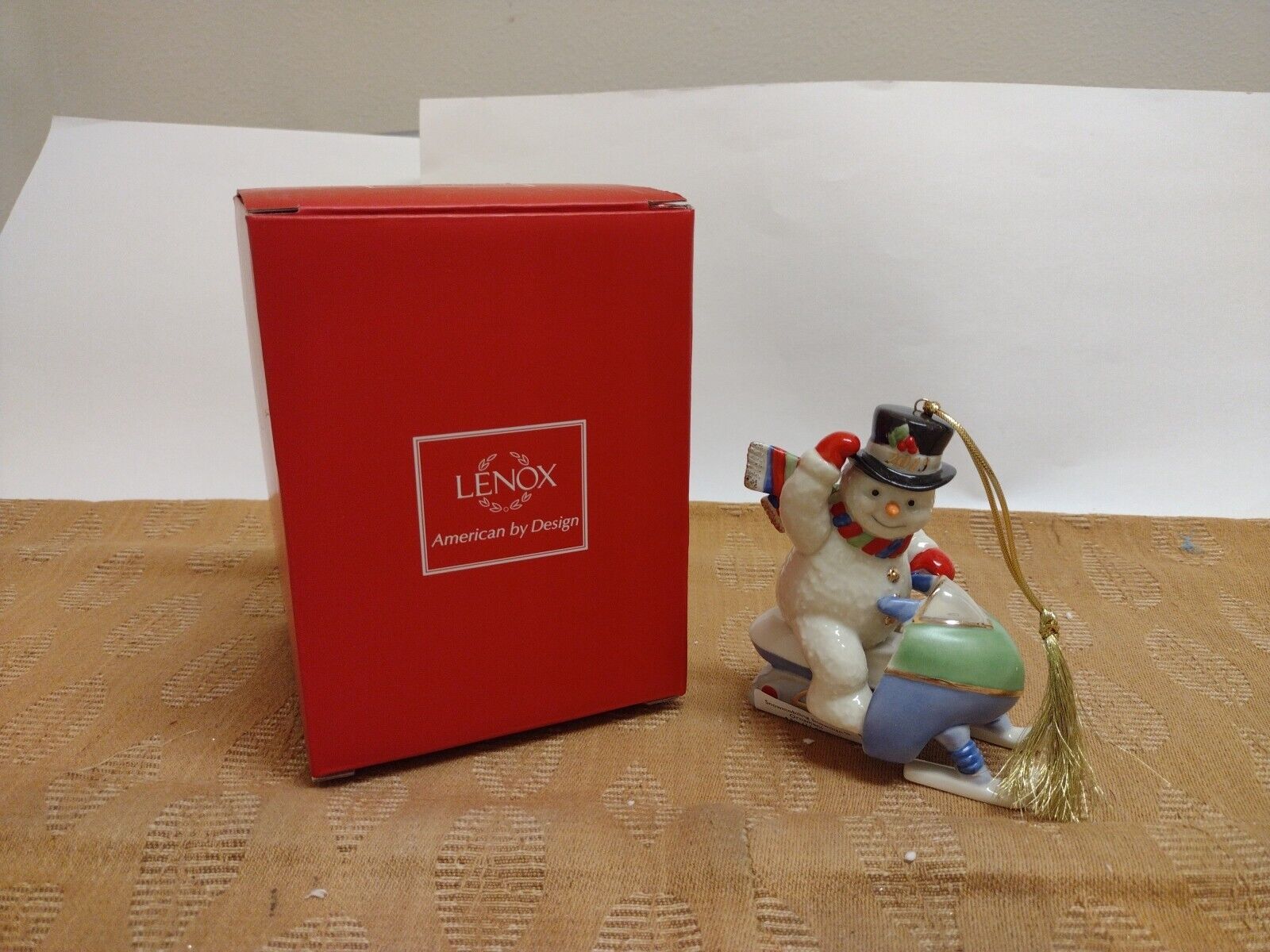 Lenox  Snowmobiling Snowman Ornament  Snowmobile Christmas  New In In Box 