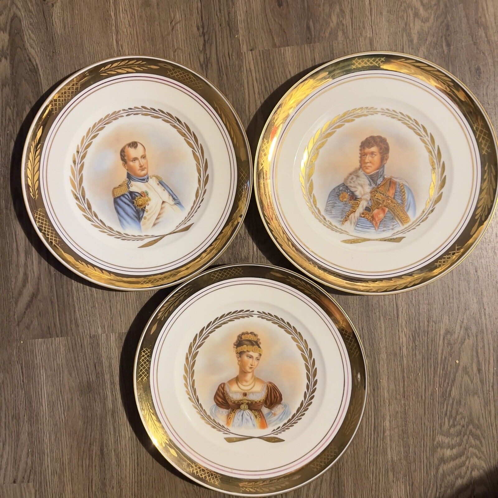 Royal Copenhagen Napoleon Fine Art Gold Rim Plates Emperor Empress Lot Of 3