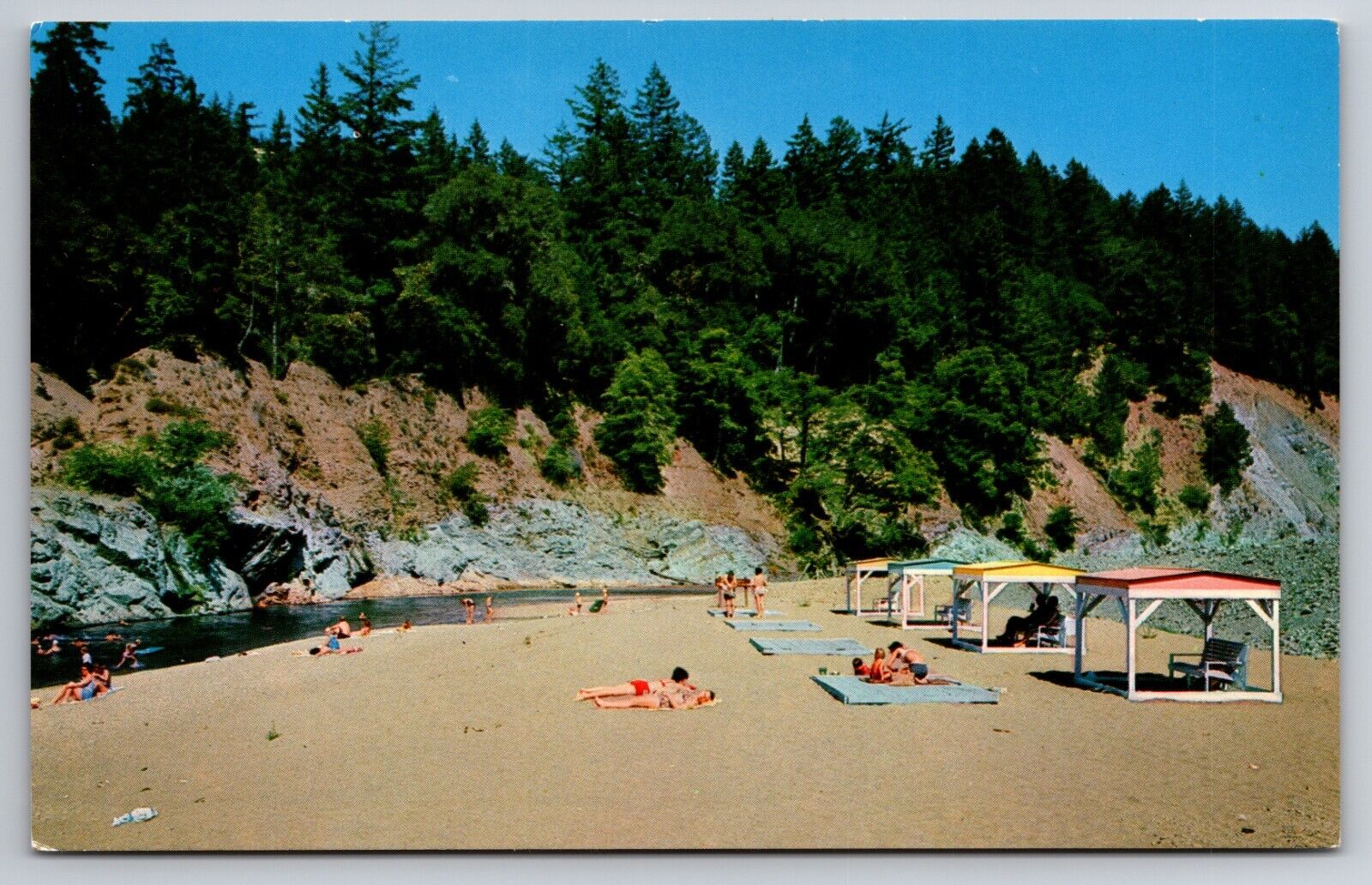 Hartsook Beach Eel River Redwoods Garberville California Chrome c1950s Postcard