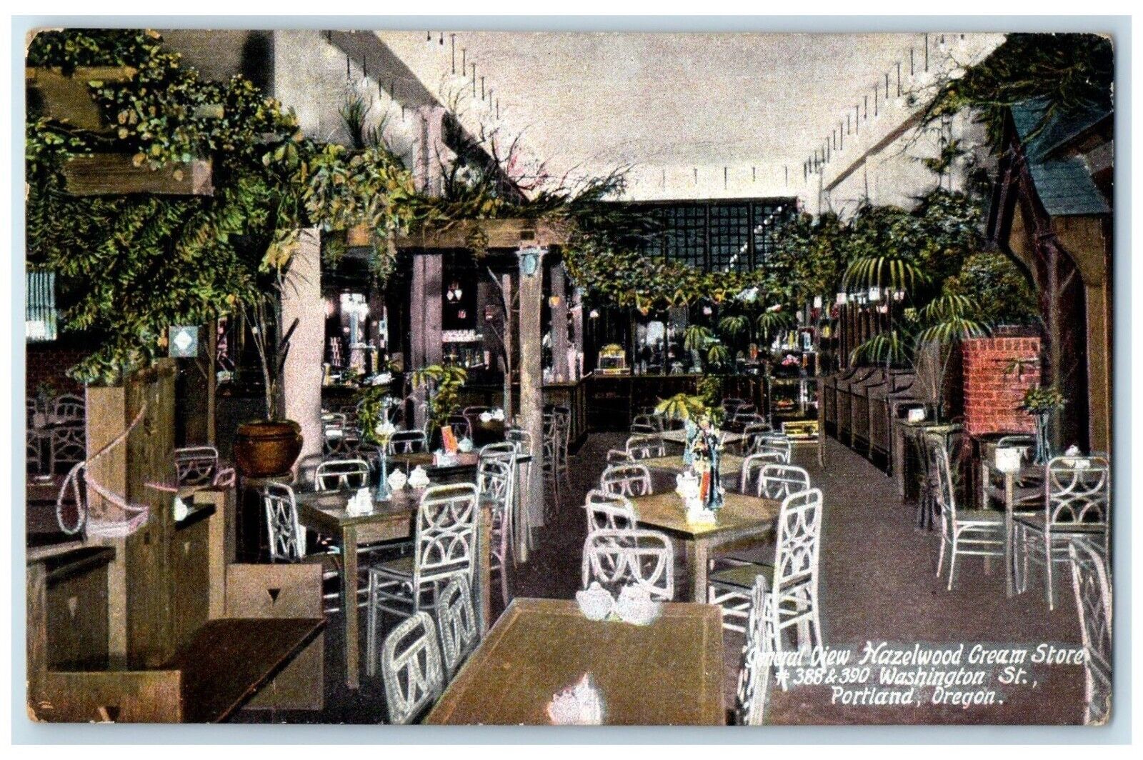 c1910 General View Hazelwood Cream Store Washington St. Portland Oregon Postcard