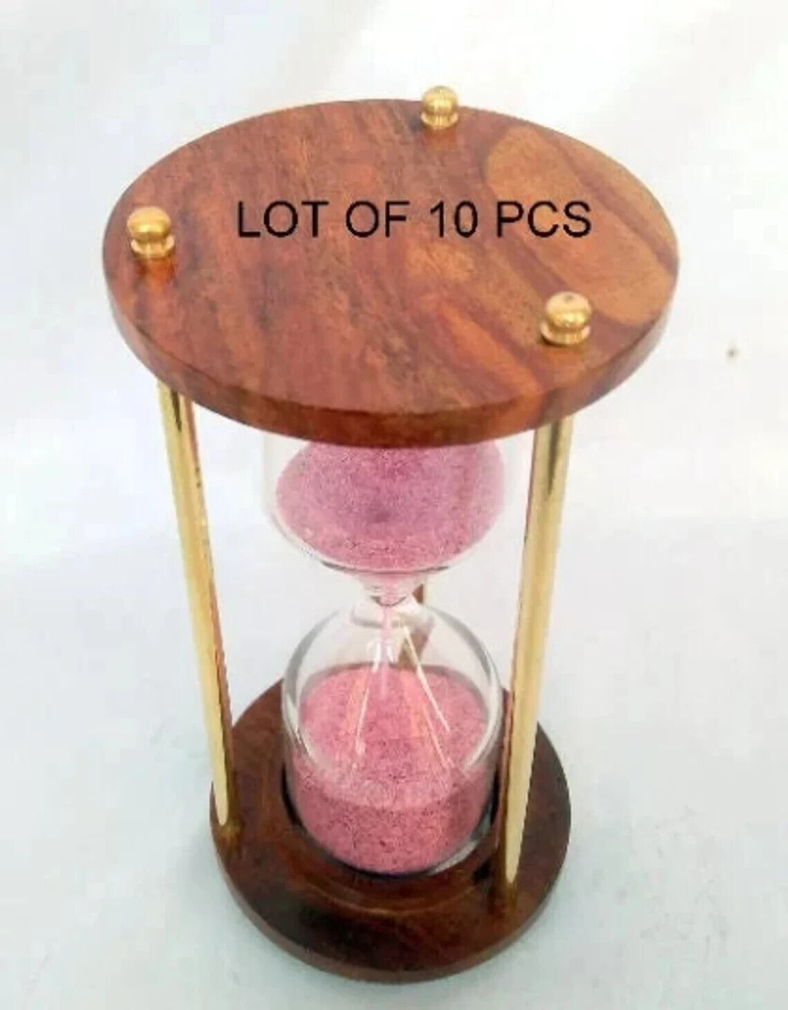 Sand Timer Hourglass Lot Of 10 Pcs Home Decor Wooden And Brass 6 Inch 5 Minutes
