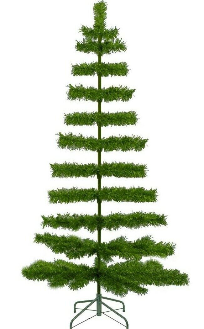 5FT Alpine Green Christmas Tree Tinsel Feather Style Holiday Tree 60in Table-Top