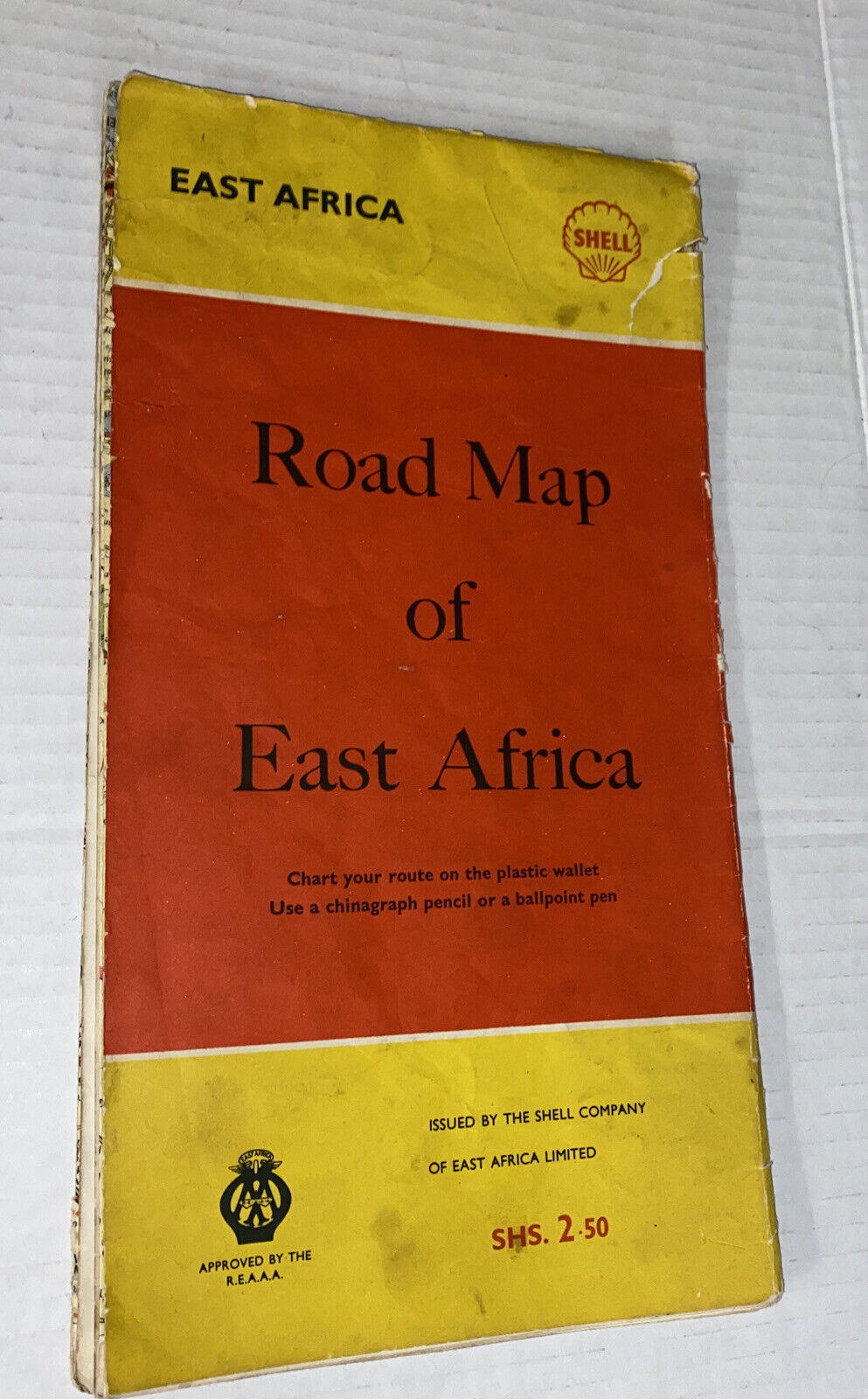 Vintage 1950s Shell Gas Road Map East Africa Phillip Ltd Tanganyika Kenya Uganda