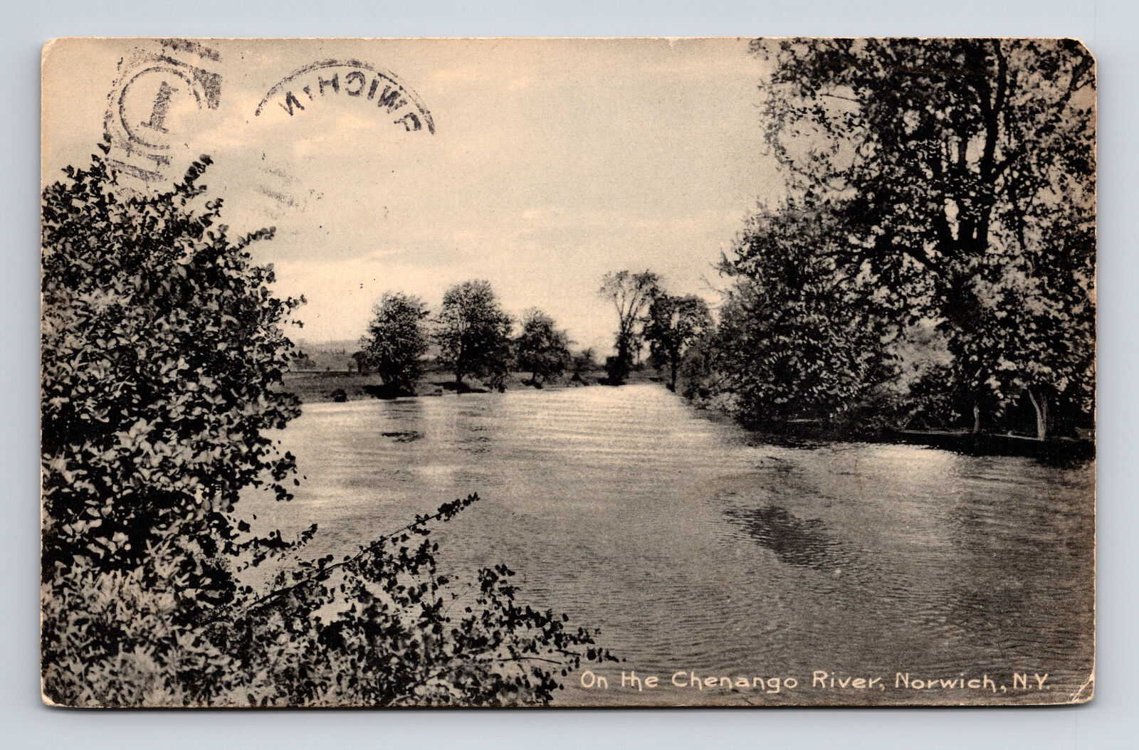 c1908 Scenic View on the Chenango River Norwich NY ROTOGRAPH UDB Postcard