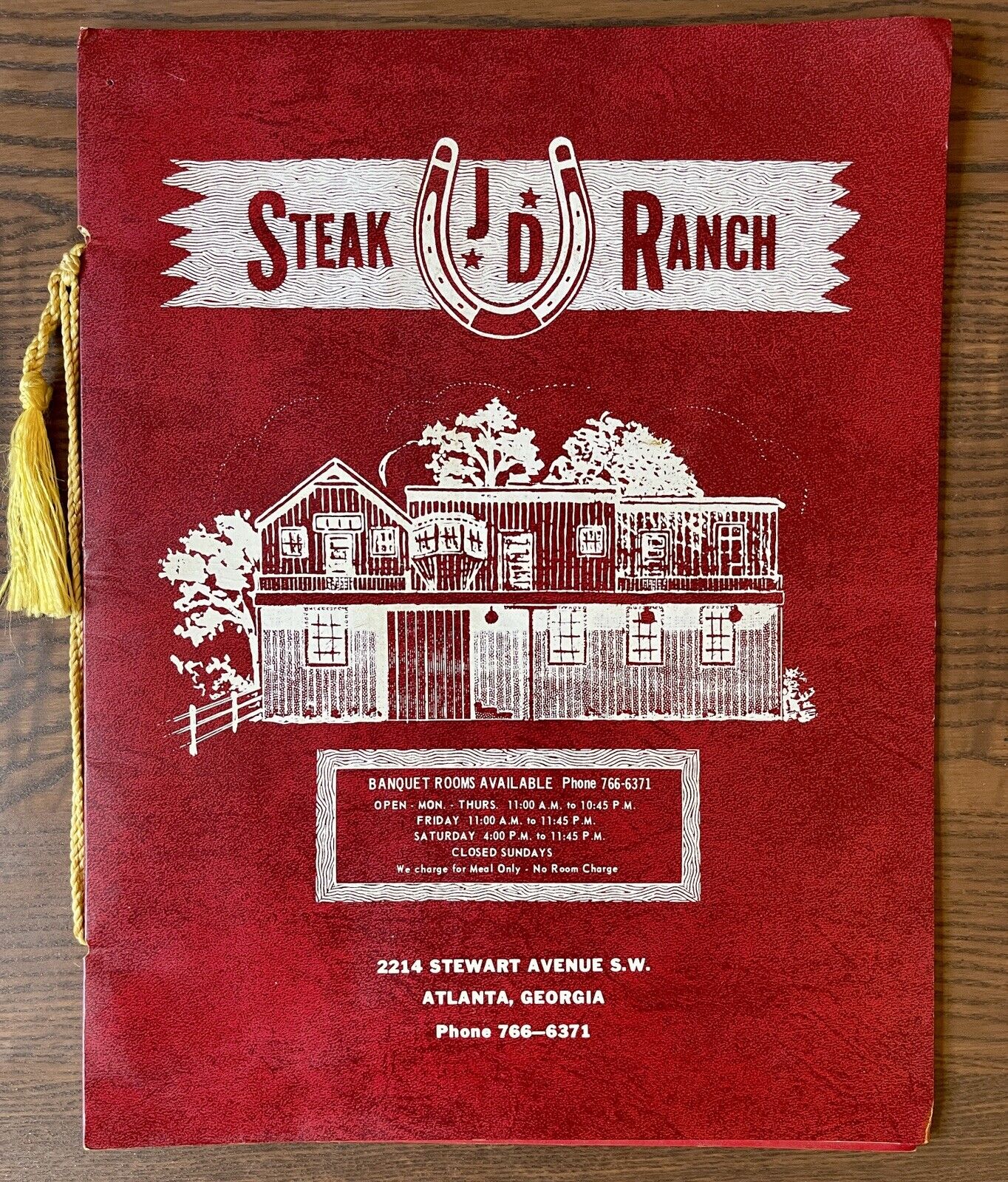 c1970s~Atlanta Georgia GA~JD Steak Ranch~Chuck Wagon~Vintage Restaurant Menu