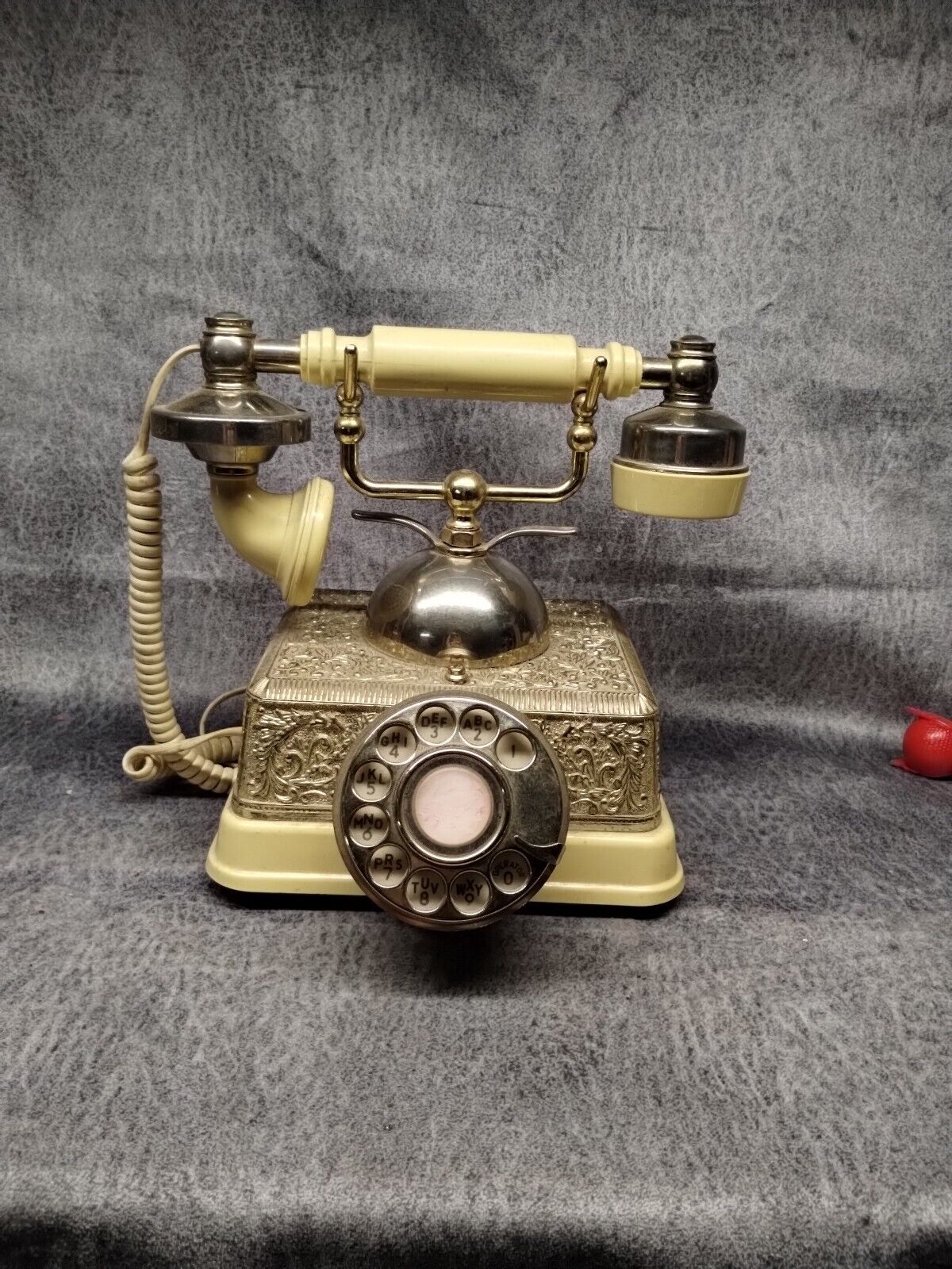 VTG French Continent Style Rotary Dial Novelty Phone Gold/Brass from Radio Shack