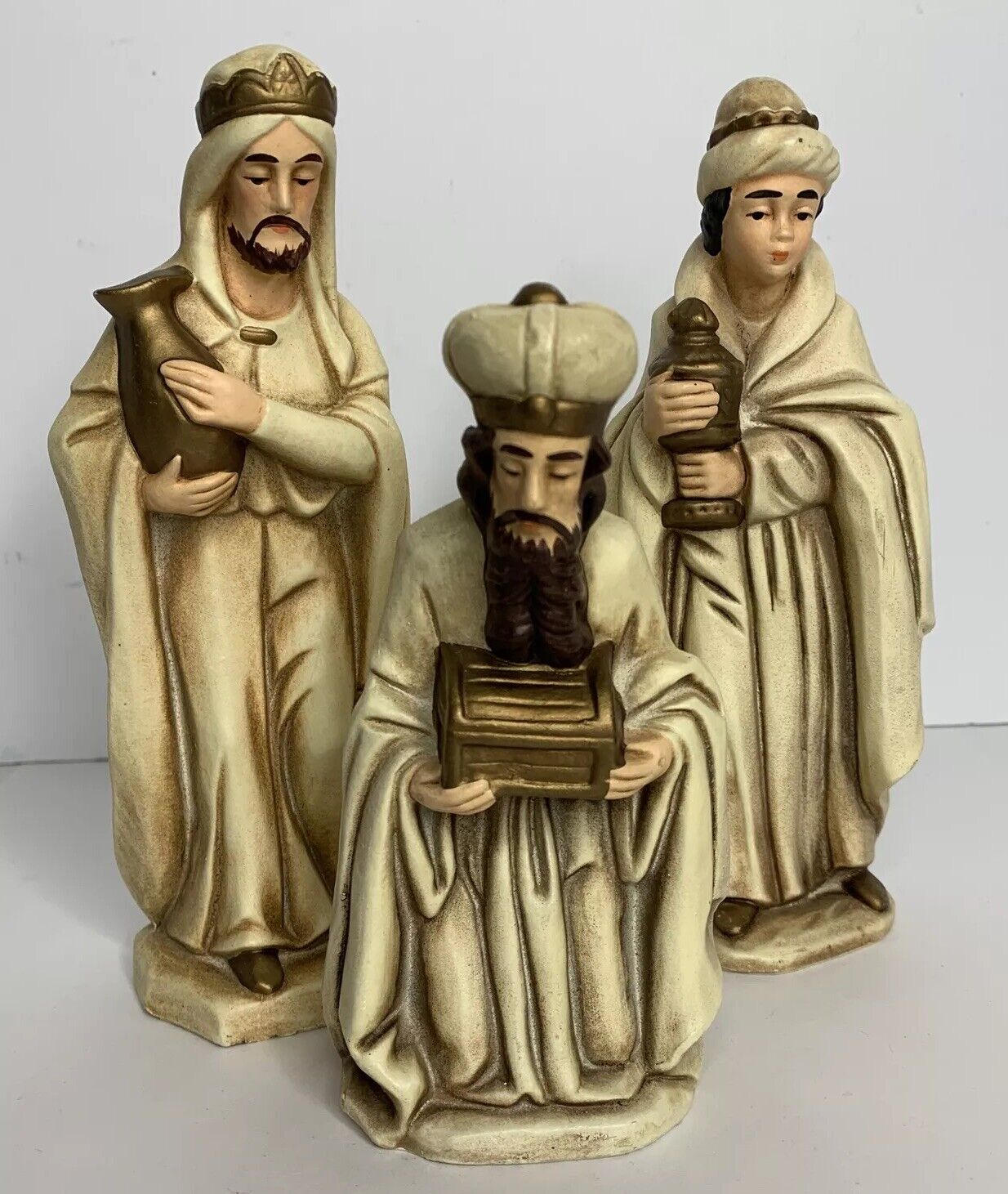 Vintage Three Wise Men Figurines Statues Made in Korea  Set of 3 Nativity