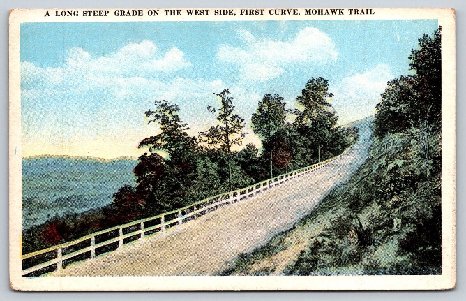 Postcard A Long Steep Grade On The West Side First Curve Mohawk Trail Mass  [gl]