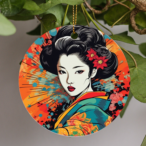 Japanese Geisha Girl Ceramic Ornament Decor