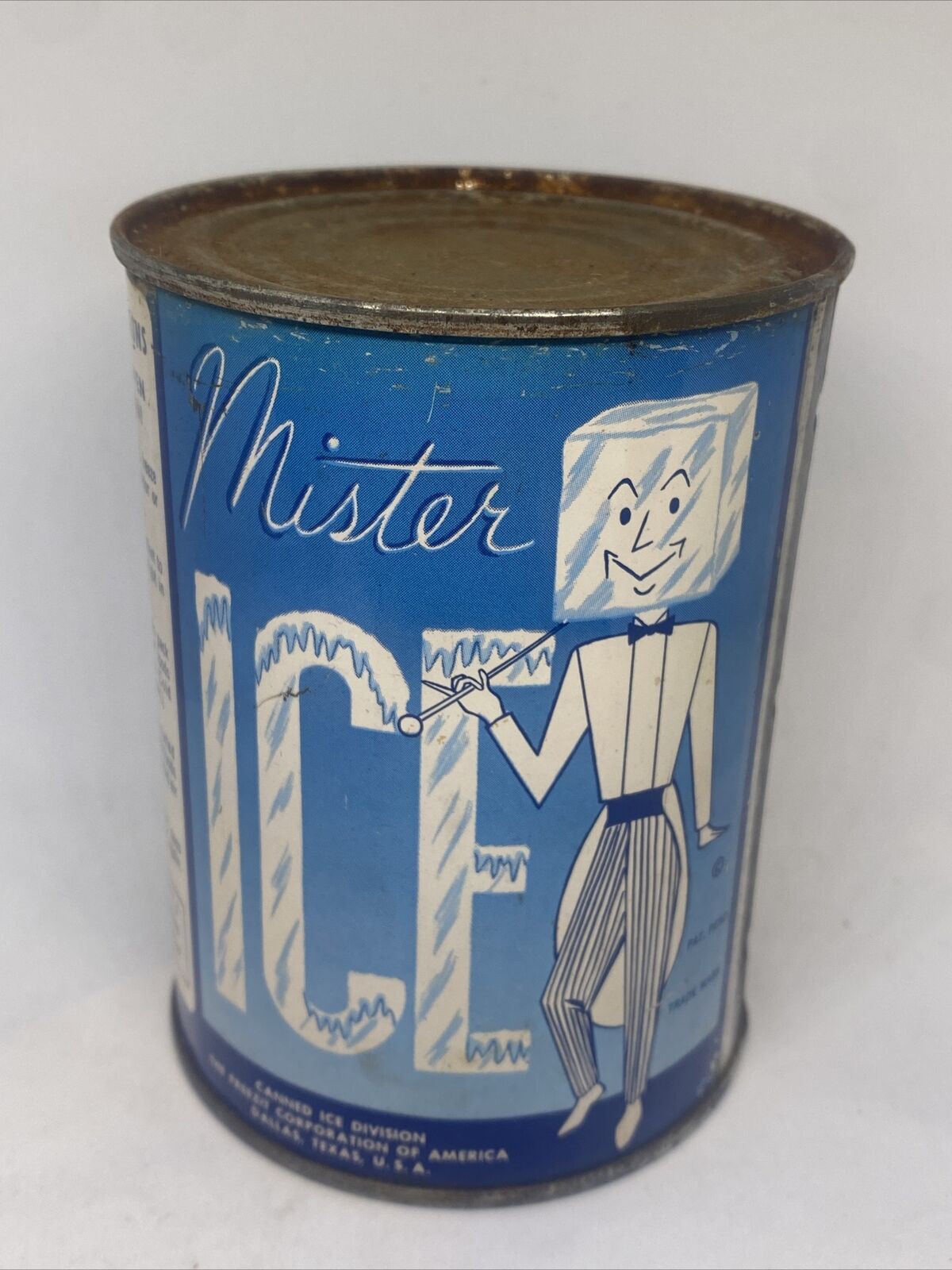 Vintage Mister Ice Canned Ice - Full No Dents & Nice Label