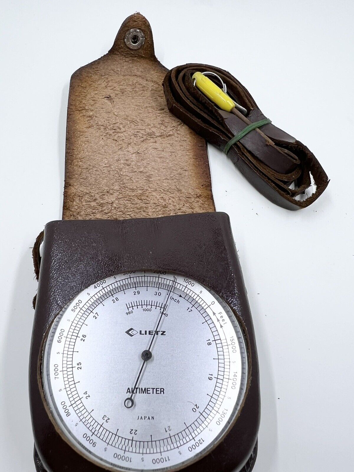 Vintage Lietz Handheld Pocket Barometer Altimeter w/Original Leather Case Japan