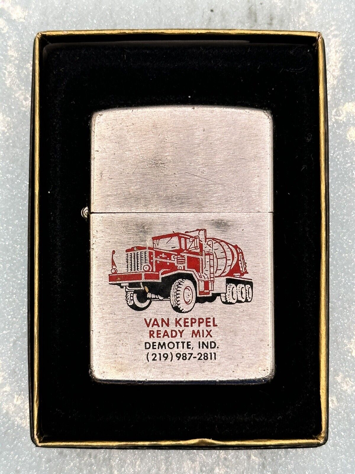 Vintage 1976 Van Keppel Ready Mix Advertising Chrome Zippo Lighter **Broken
