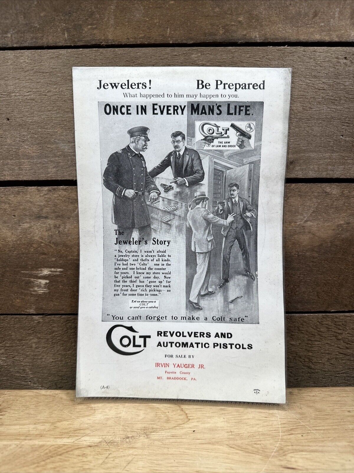 Vintage Early Colt Advertising Print “The Jeweler’s Story” / 12 Yard Target