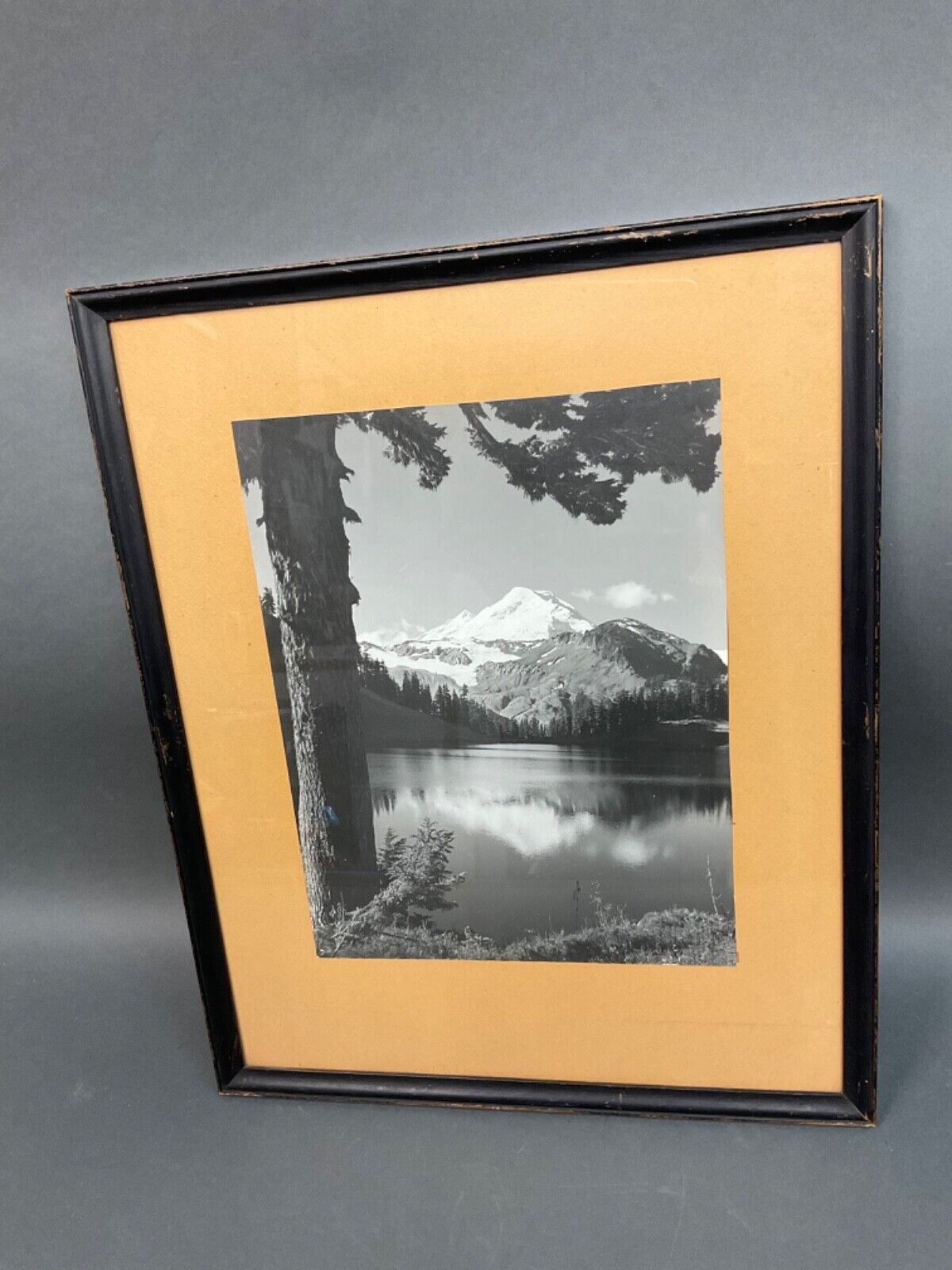 Original B&W Lg Photo, Mt. Rainier.  Wa.  Mirror Lake  10.5\