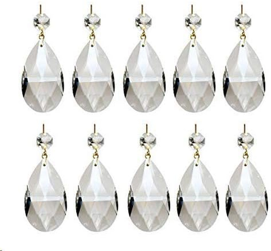 10Pcs Clear Crystal Teardrop Chandelier Prism Pendants Shiny Glass Crystals Bead