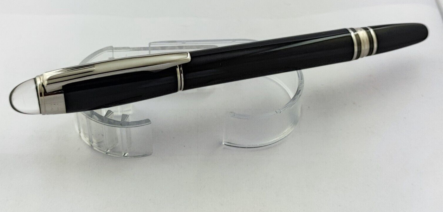 Premium Montblanc Starwalker Black Pen + Silver Clip Roller Ballpoint Pen