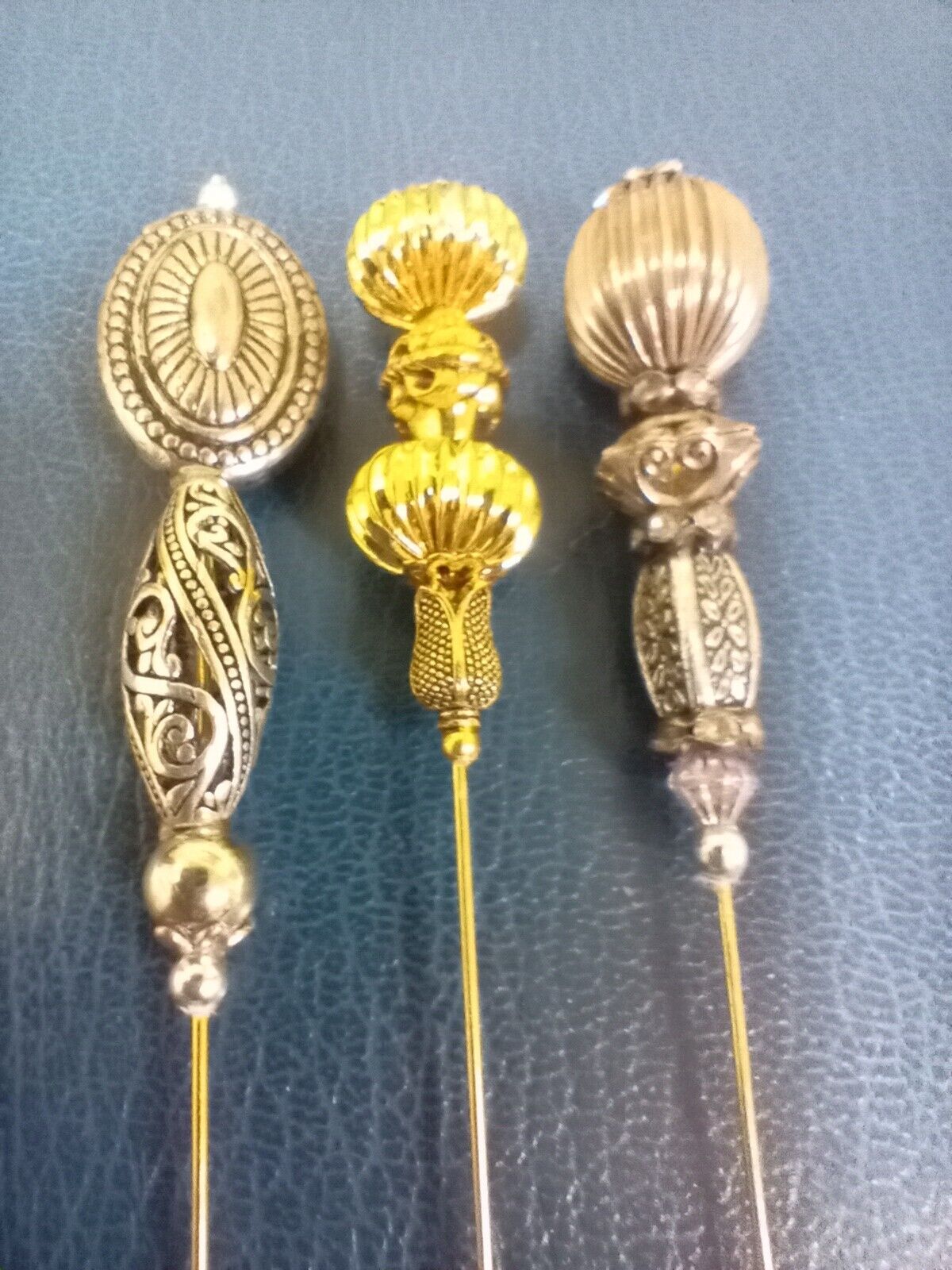 Antique Styled Metal or Metallic topped  Victorian styled HAT PINS