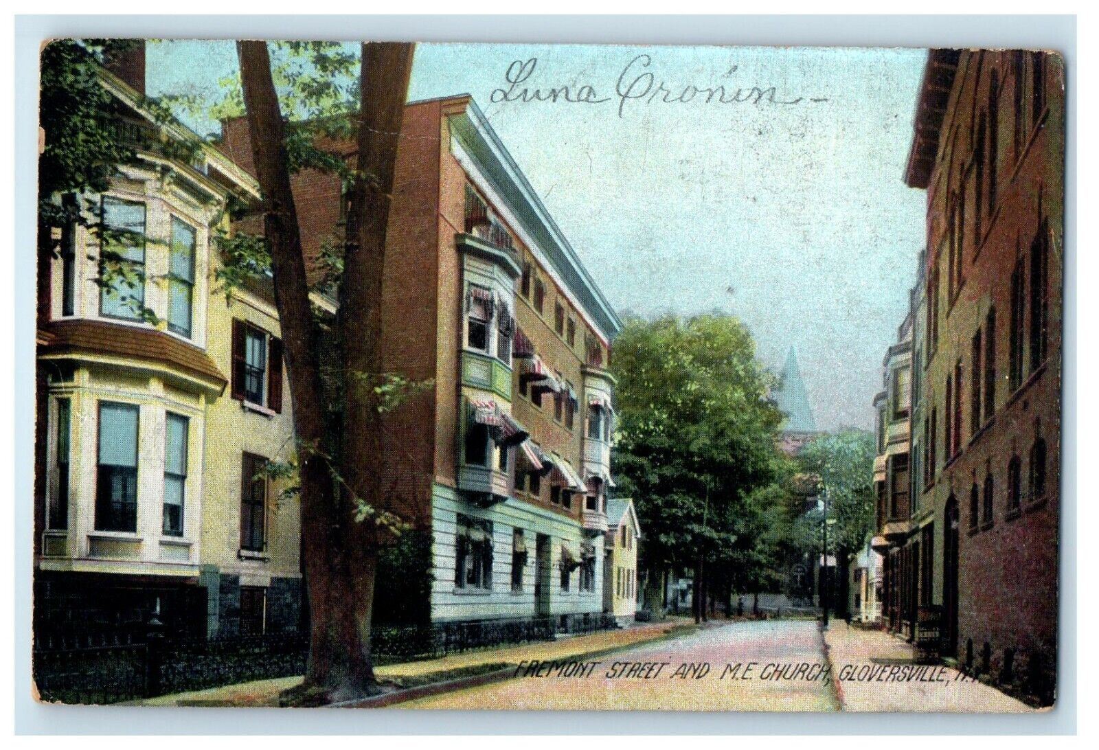1916 Fremont Street And M.E Church Gloversville New York NY Antique Postcard