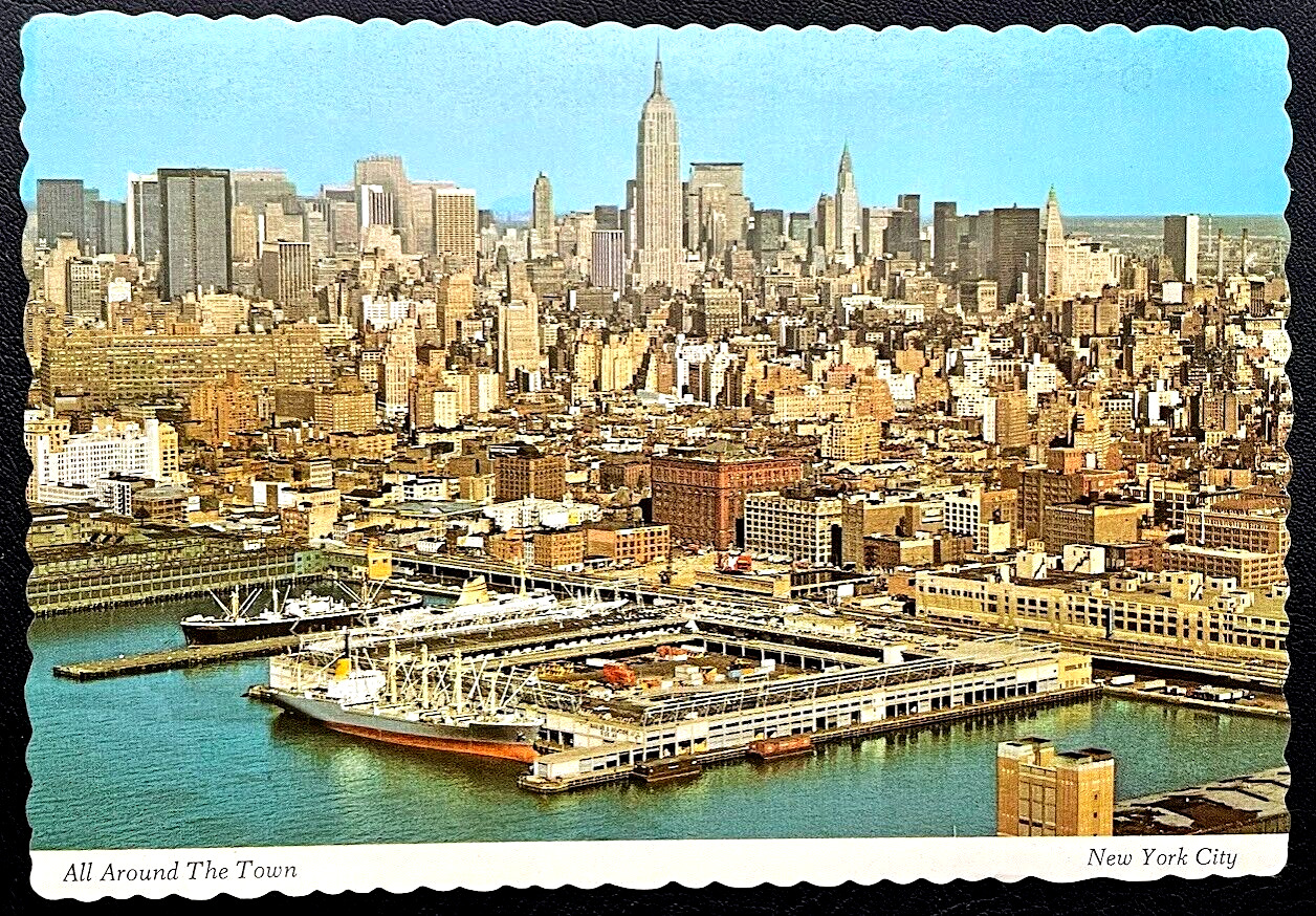 NEW YORK CITY 1972 Unused Color Photo Postcard RPPC Aerial City View TWIN TOWERS