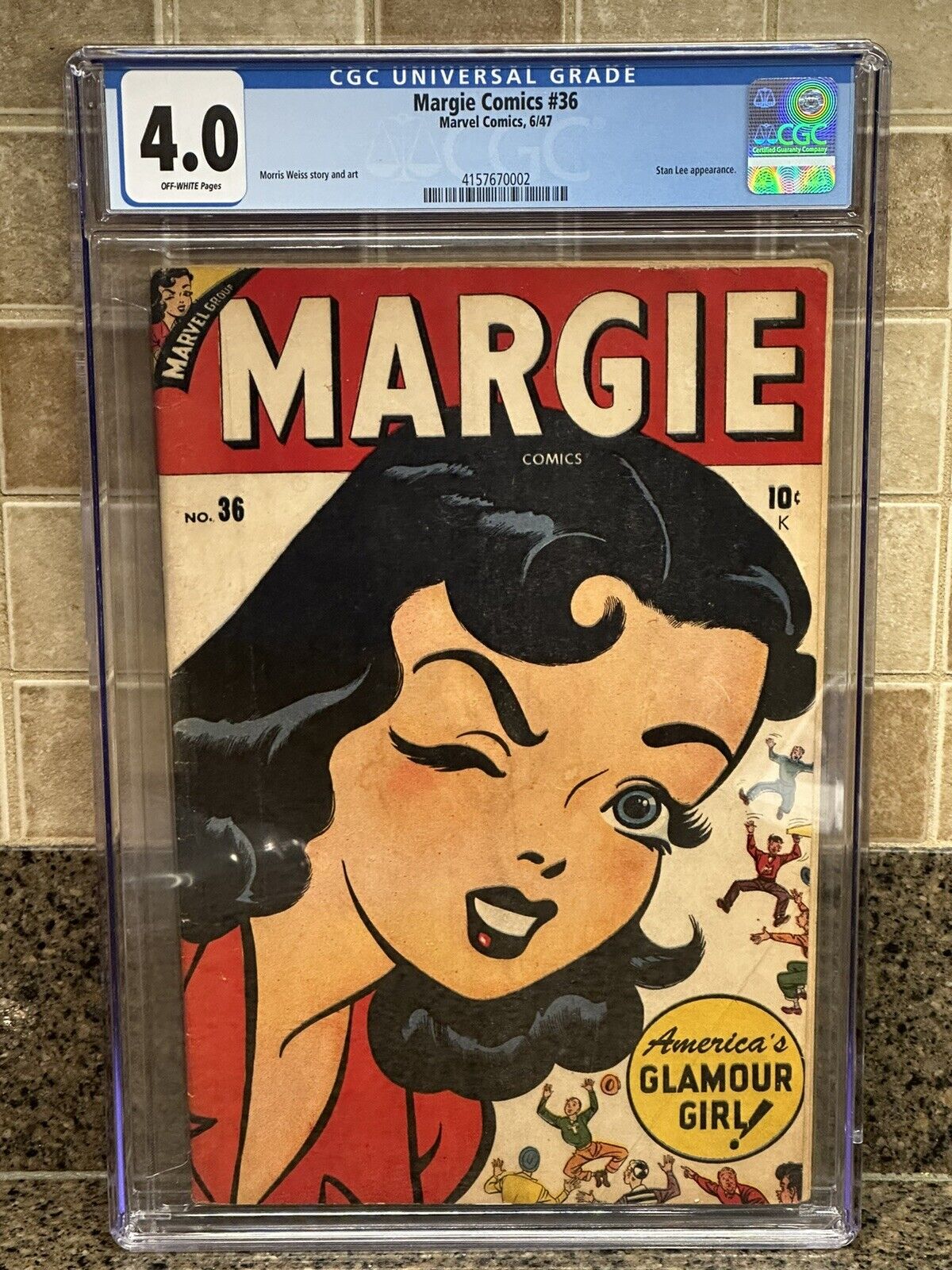 Margie #36 (CGC 4.0) Rare Stan Lee Panel (Early comic cameo) Golden Age Timely