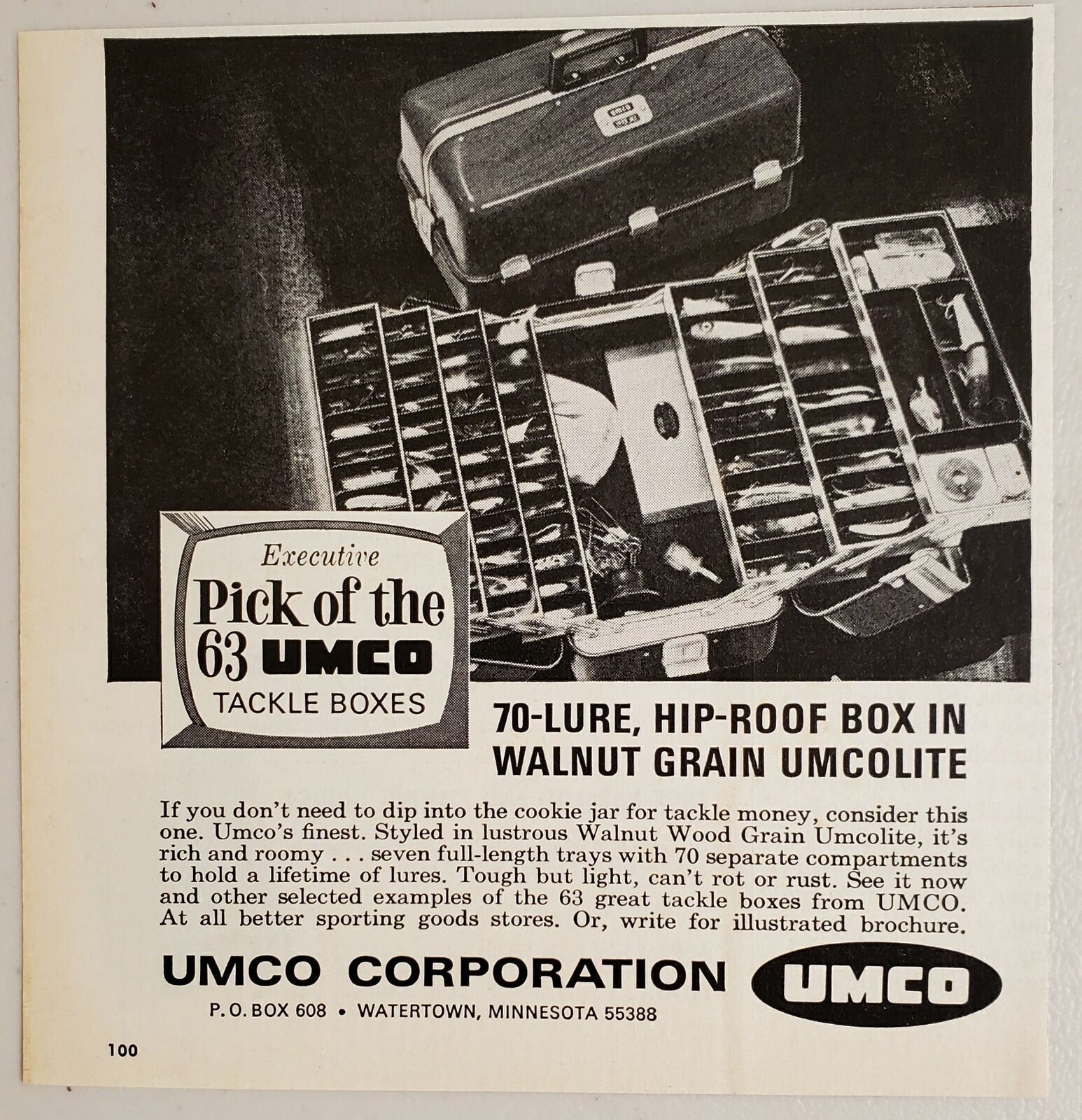 1968 Print Ad Umco 70-Lure Umcolite Fishing Tackle Boxes Watertown,Minnesota