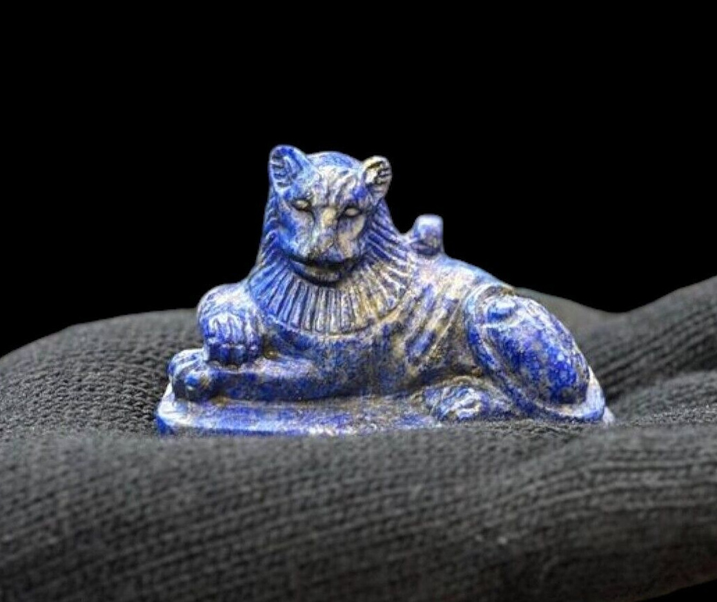 RARE ANCIENT EGYPTIAN ANTIQUITIES Amulet Goddess Sekhmet Made Of Lapis Lazuli BC