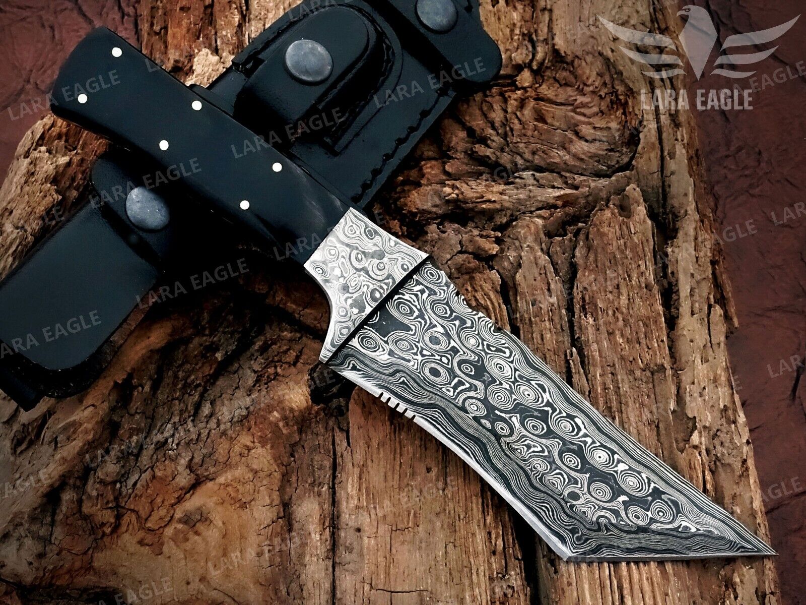 Custome Handmade Damascus Steel Tento Knife, Hunting Knife, Fixed Blade+Sheath