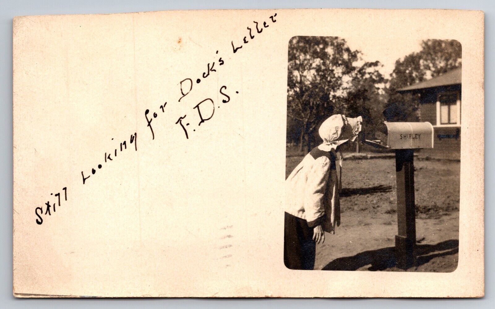 Still Looking for a Letter Girl Mailbox Los Angeles California c1905 RPPC