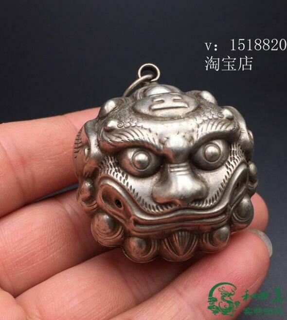 Antique Retro Tiger Head Bell Pure Copper Pendant Hand-Made Craft Collection