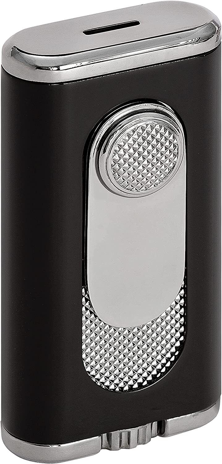 Xikar Verano Flat Flame Cigar Lighter, Elegant, Black, Lifetime Warranty