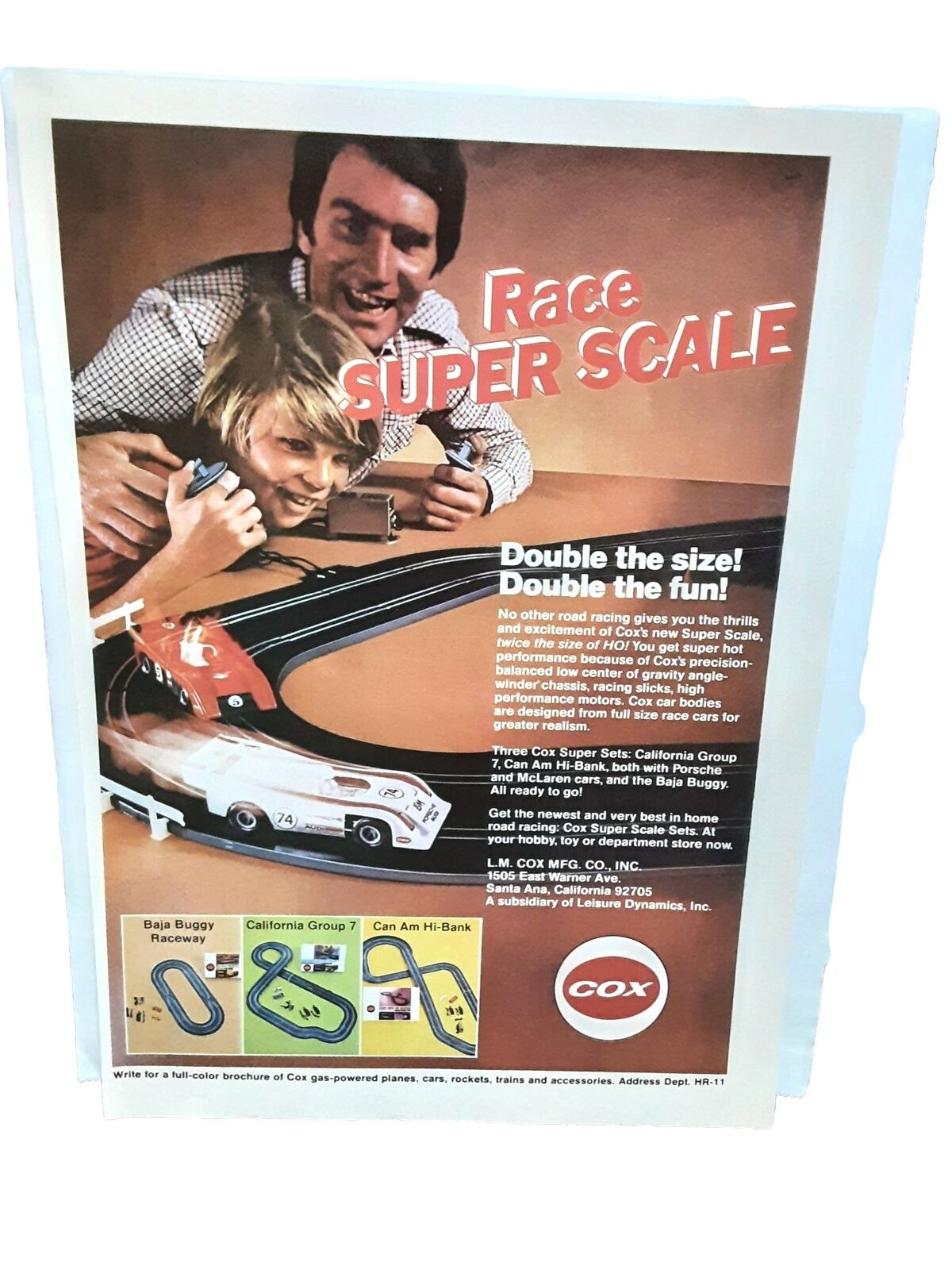 1973 COX Slot Cars Race Super Scale Original Ad
