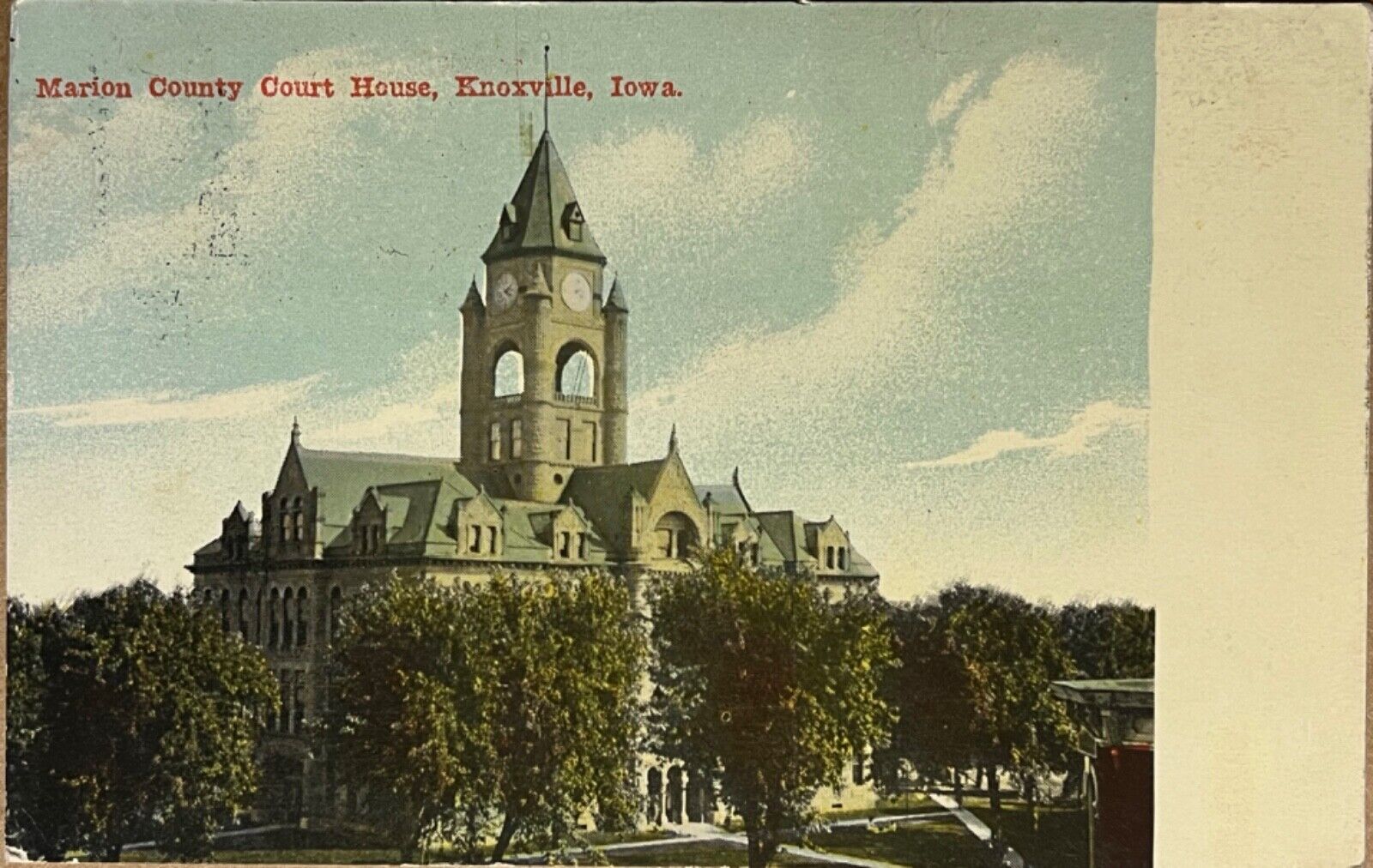 Knoxville Iowa Marion County Courthouse Historic Antique Postcard c1910