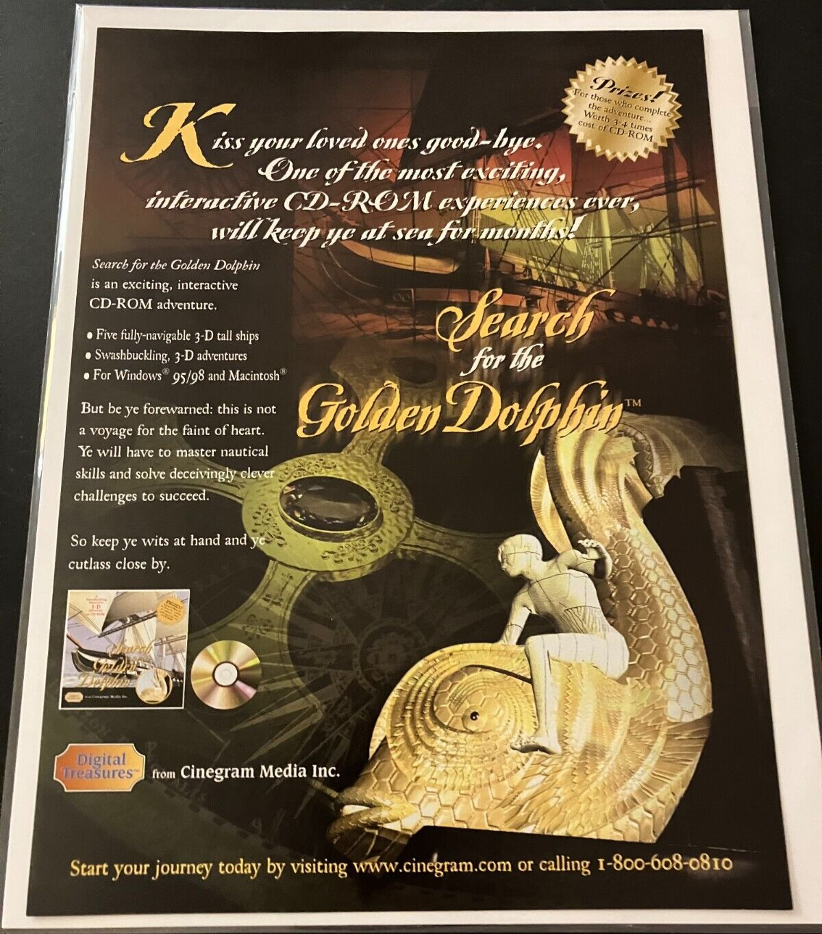 Search For The Golden Dolphin - Vintage 1999 Gaming Print Ad Poster - CD-ROM Adv