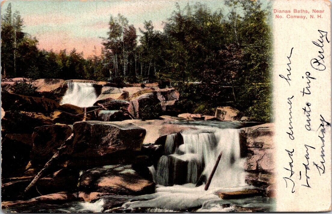No Conway NH Dianas Baths Waterfalls 1909 Morris Pub Germany postcard IQ8