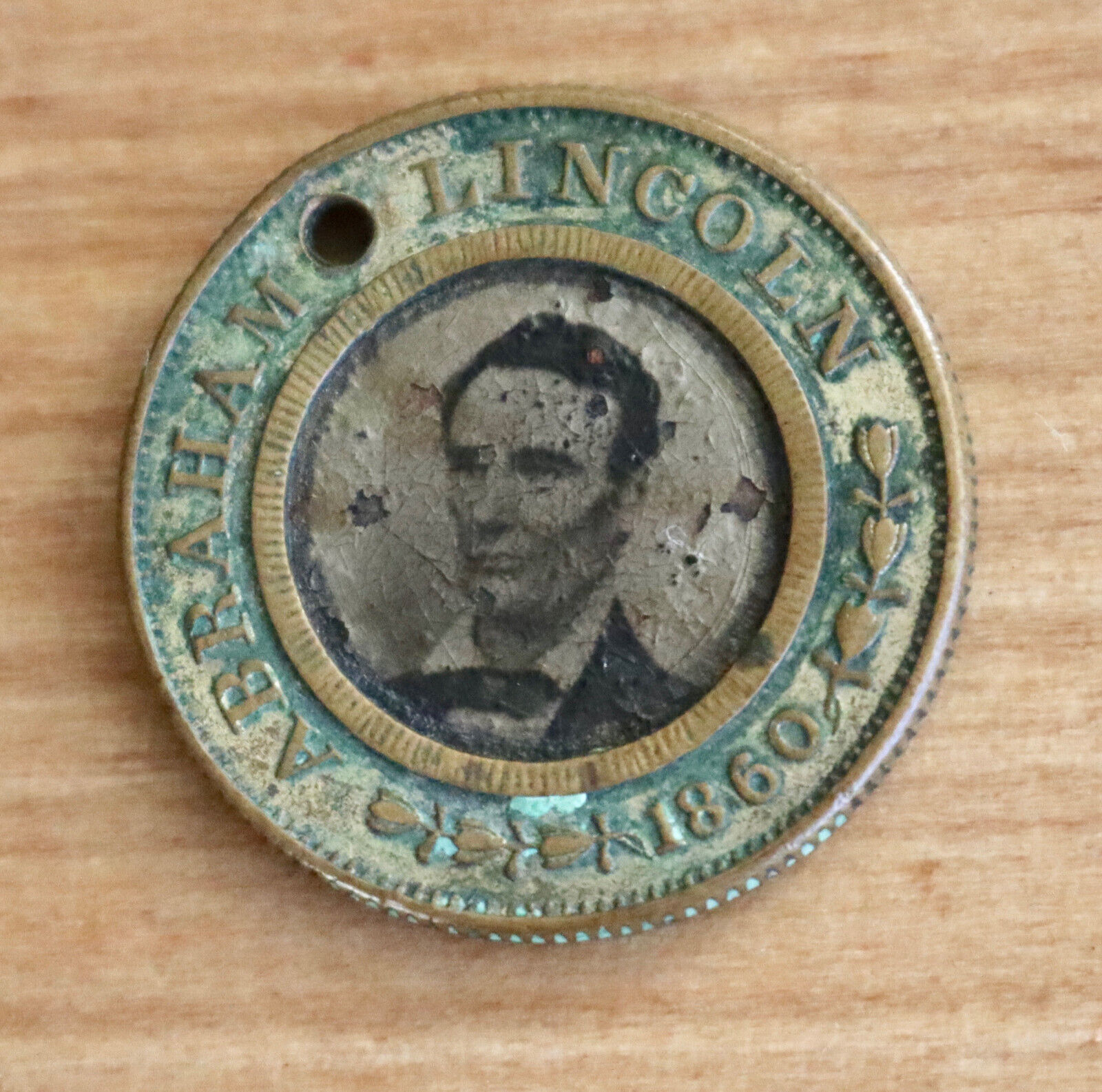 1860 Abraham Lincoln & Hamlin Presidential Campaign Ferrotype Button Coin Token