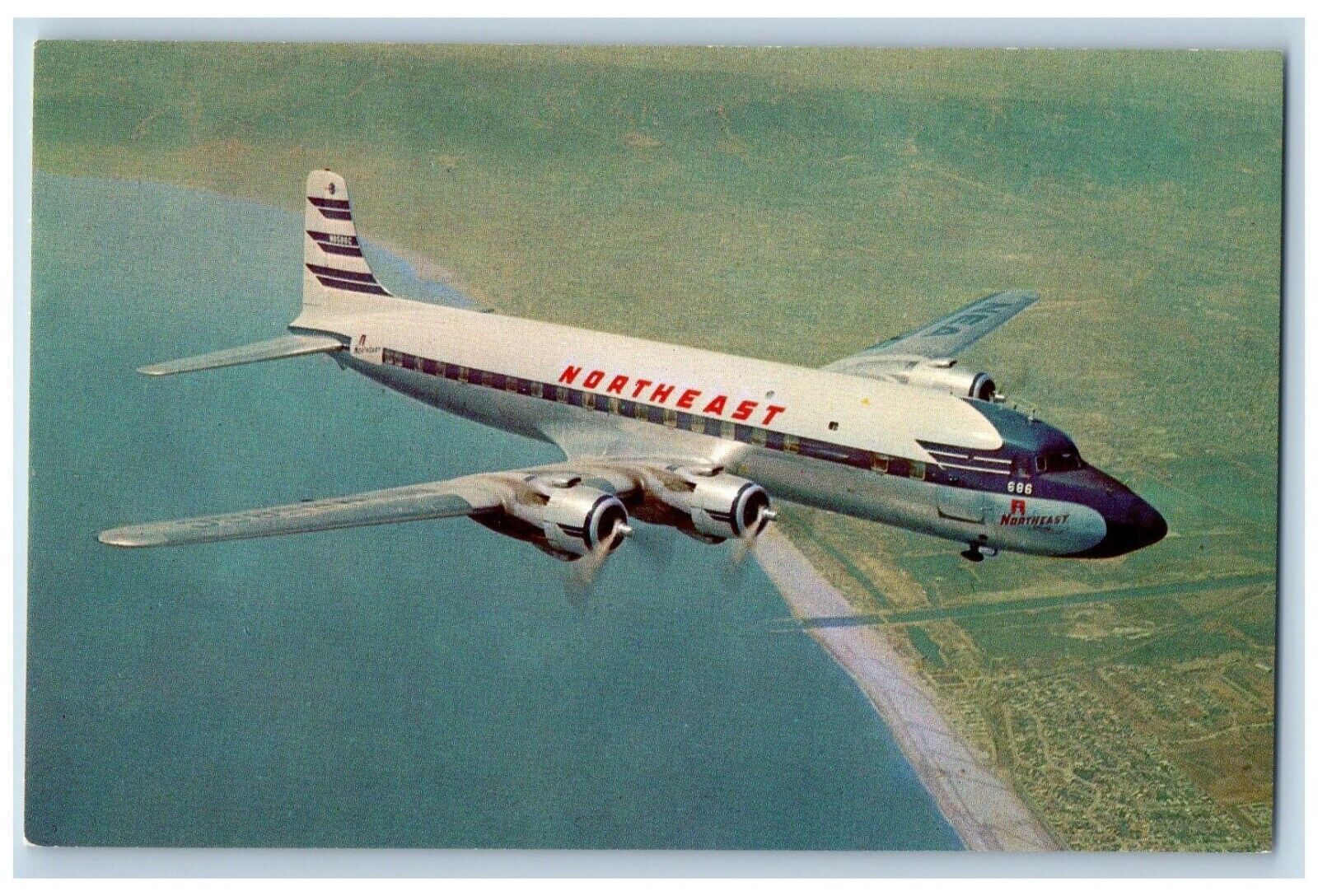 Airplane Postcard Northeast Sunliners Flight Aircraft Plane Vintage Unposted