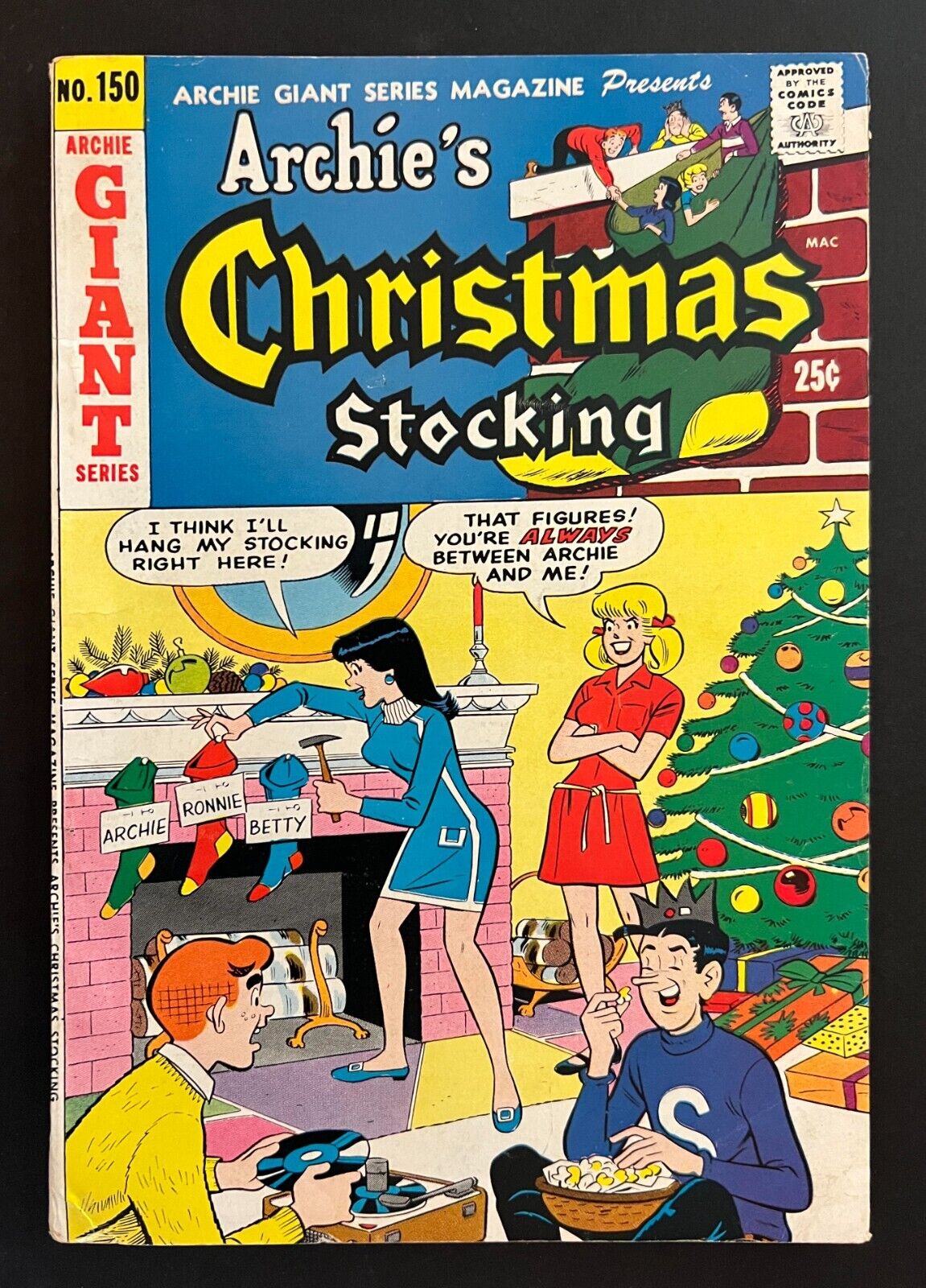 ARCHIE GIANT #150 Christmas Stocking Archie Comics 1968