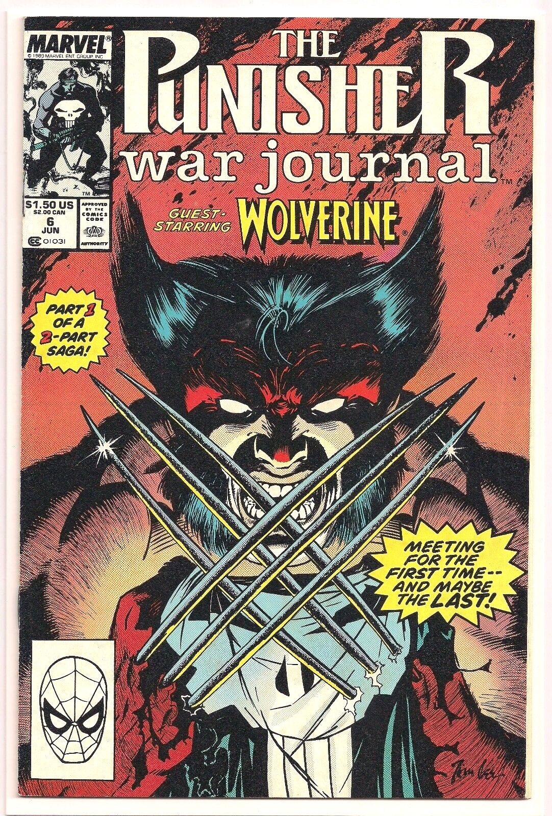 Punisher War Journal ISSUE #6 (Marvel 1989)🔥1ST Wolverine Battle🌟JIM LEE Cover