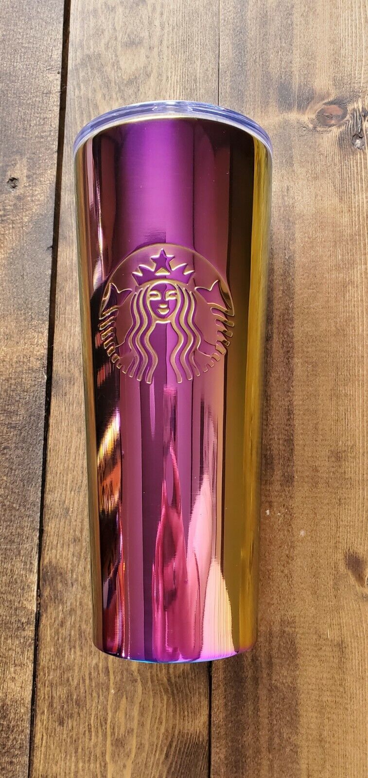 Starbucks Iridescent Rainbow Purple Oil Slick Stainless Steel Tumbler 24oz RARE