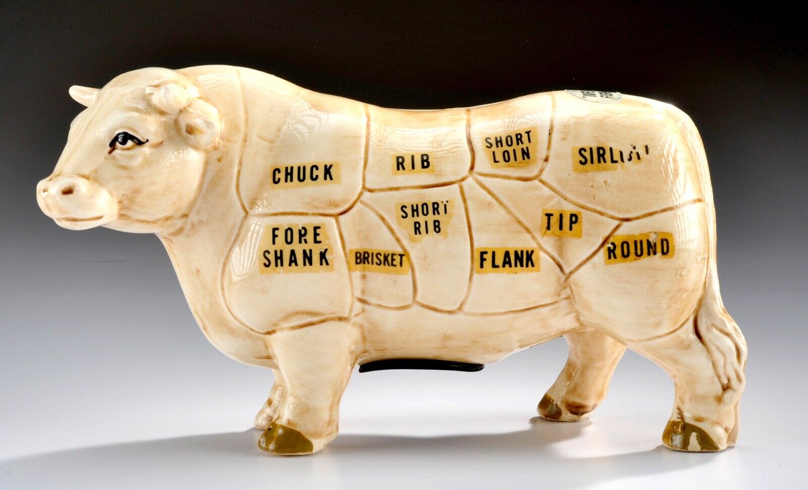 Vintage 1960's Advertising Premium Giveaway Ceramic Piggy Bank -Cow Steer  Steak