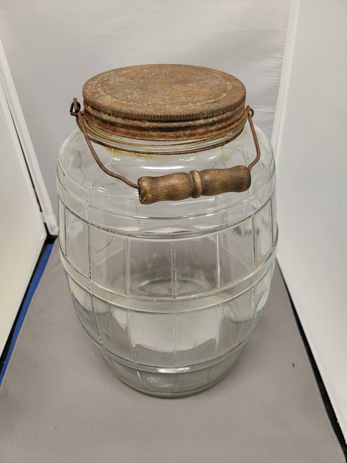 Vintage Pickle Jar Glass Barrel