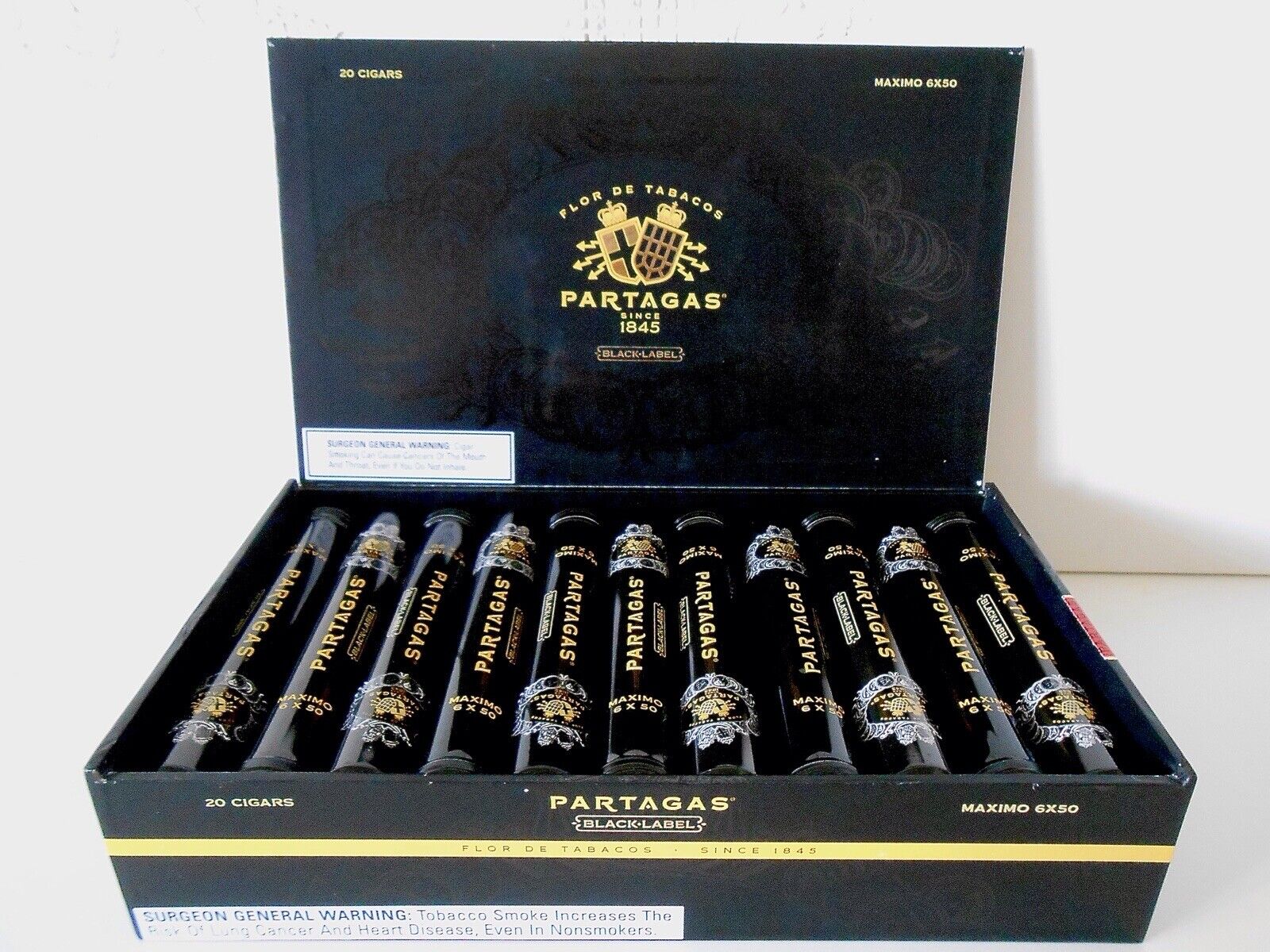 Partagas Black Label Contemporary Maximo Toro Cigar Box +22  6x50 Metal Tubes