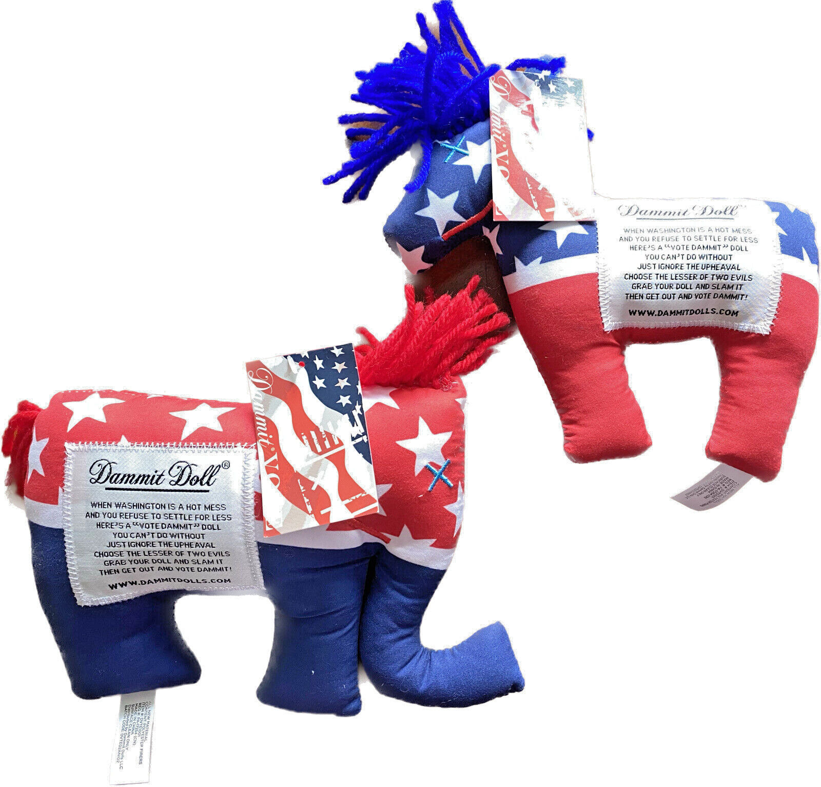 NWT Dammit Vote Political Dammit Dolls - Republican Elephant and Democrat Donkey