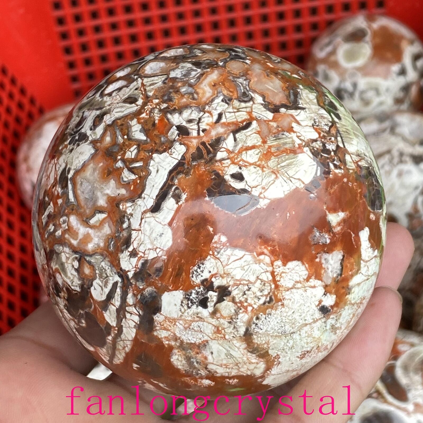 1pc Natural Mexican Agate Ball Sphere Quartz Crystal Mineral Reike Healing 50mm+