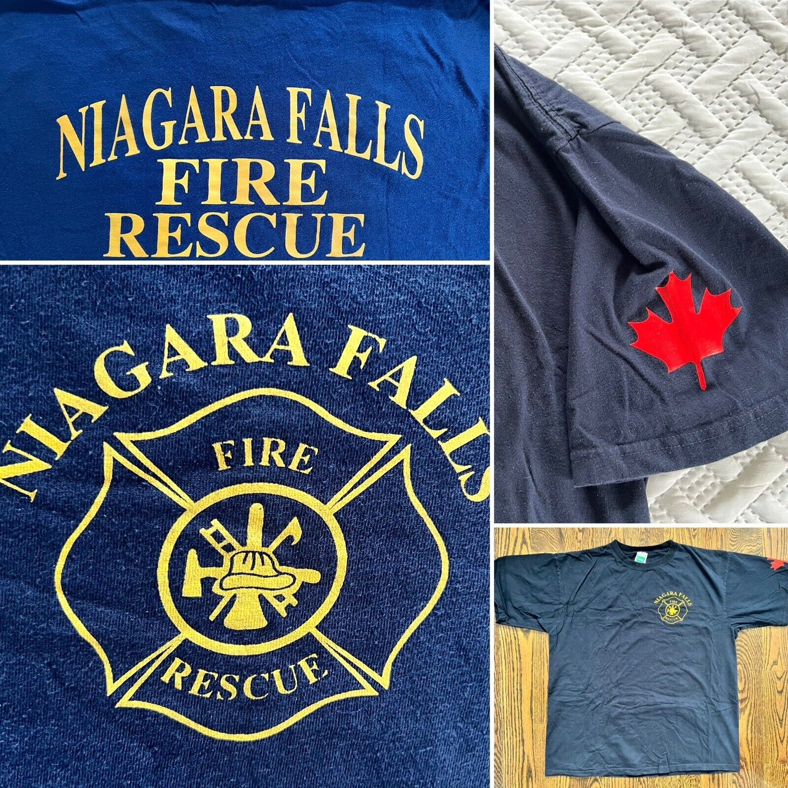 Niagara Falls Fire Rescue Firefighter Canadian Maple Leaf Logo Men XL