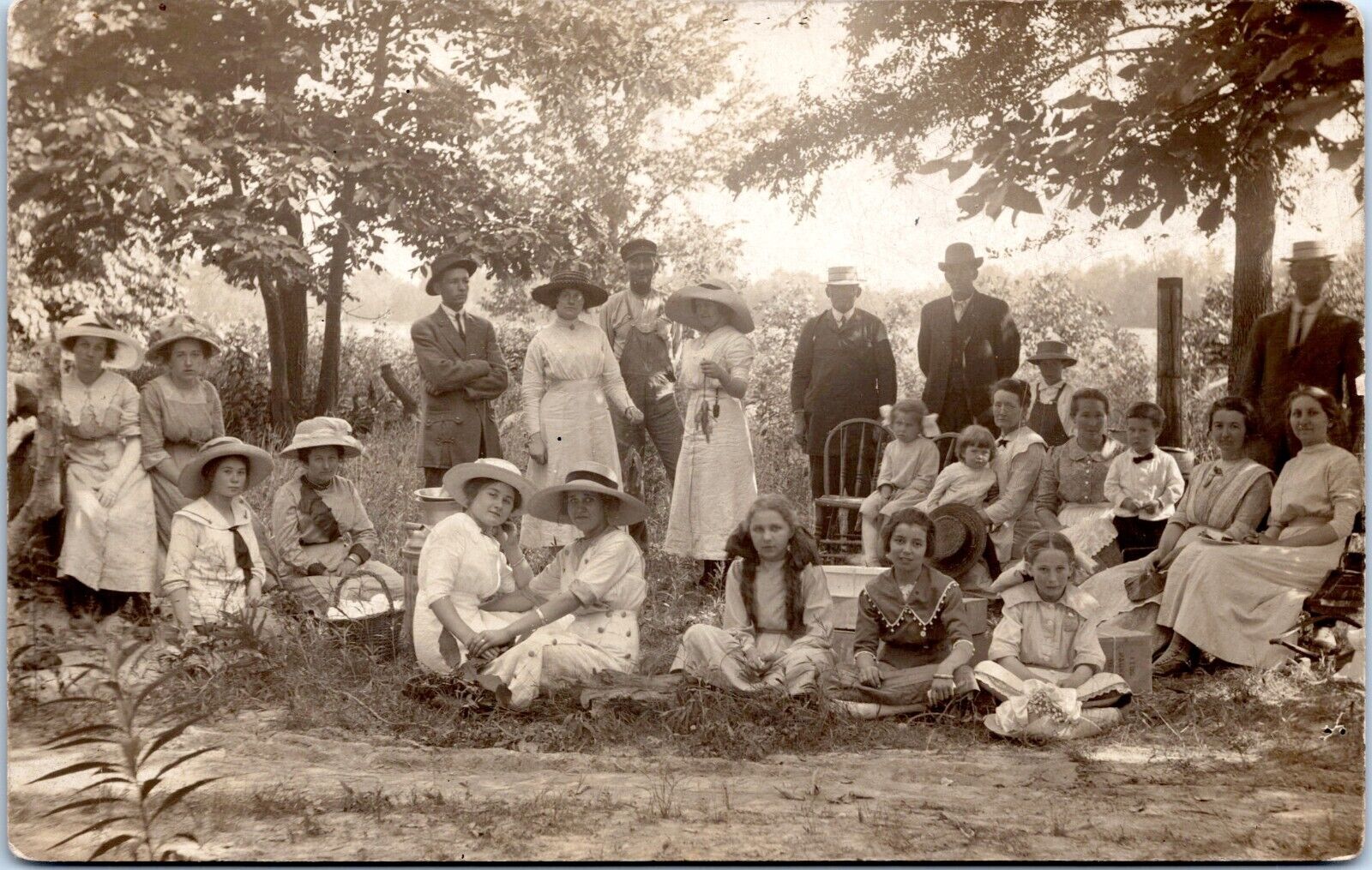 RPPC On a Fishing Trip - 1913 Photo Postcard - Church Group?