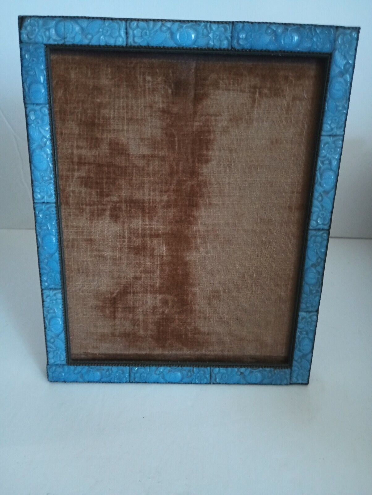 Antique 1800s Blue Glass Tiled Iron Picture Frame
