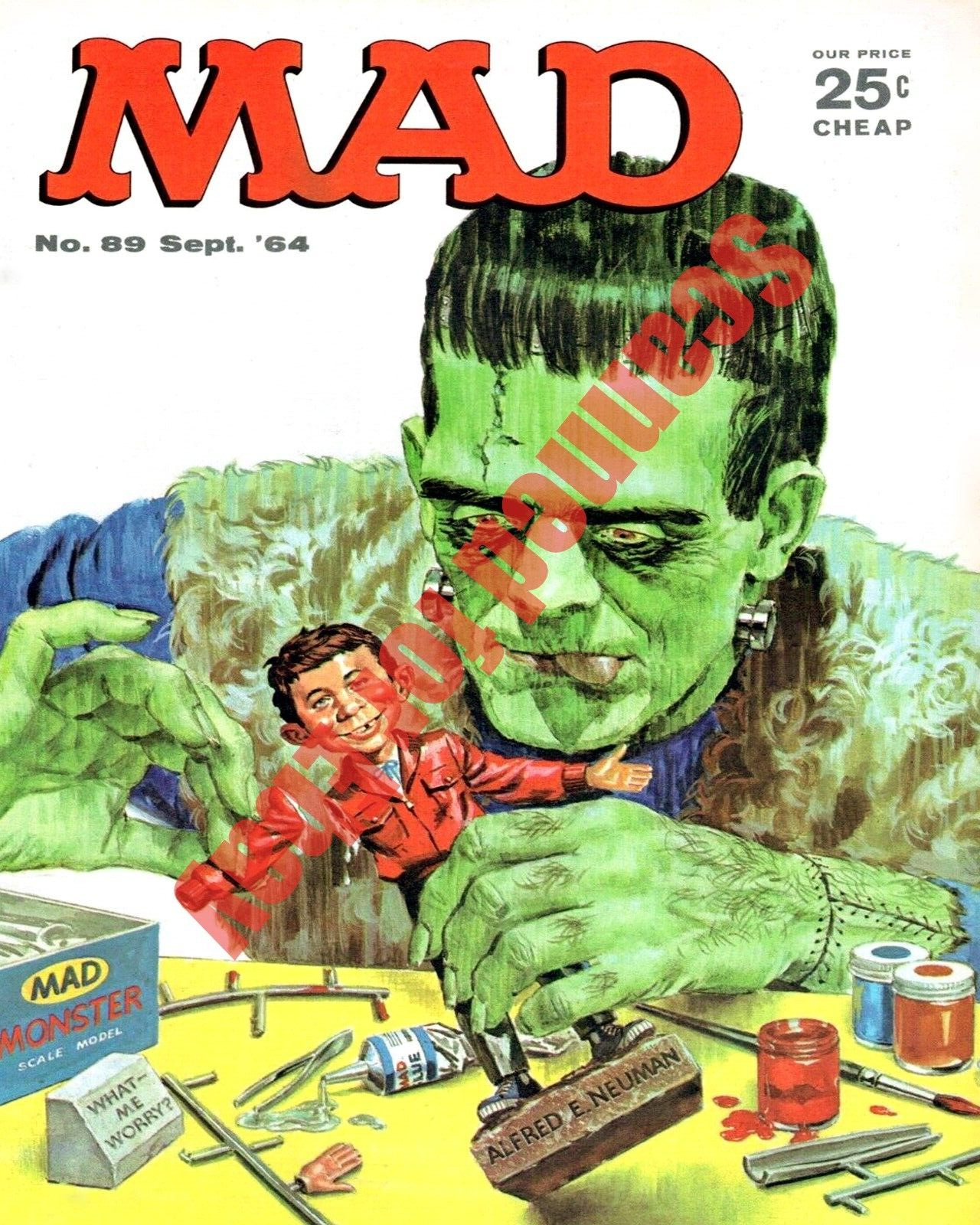 Circa 1964 Mad Magazine Issue 89 Frankenstein Halloween Cover Art 8x10 Photo