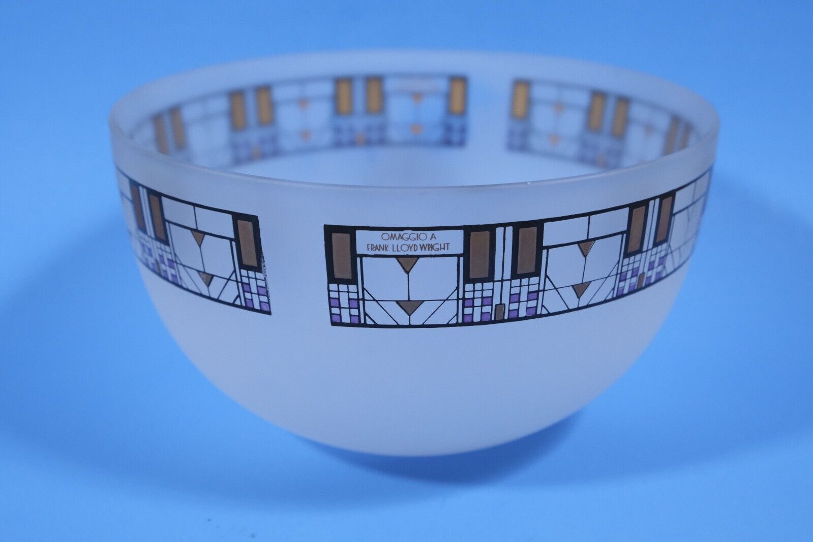 VTG Frank Lloyd Wright Museum Omaggio A Tree of Life Frosted Glass Bowl EGizia